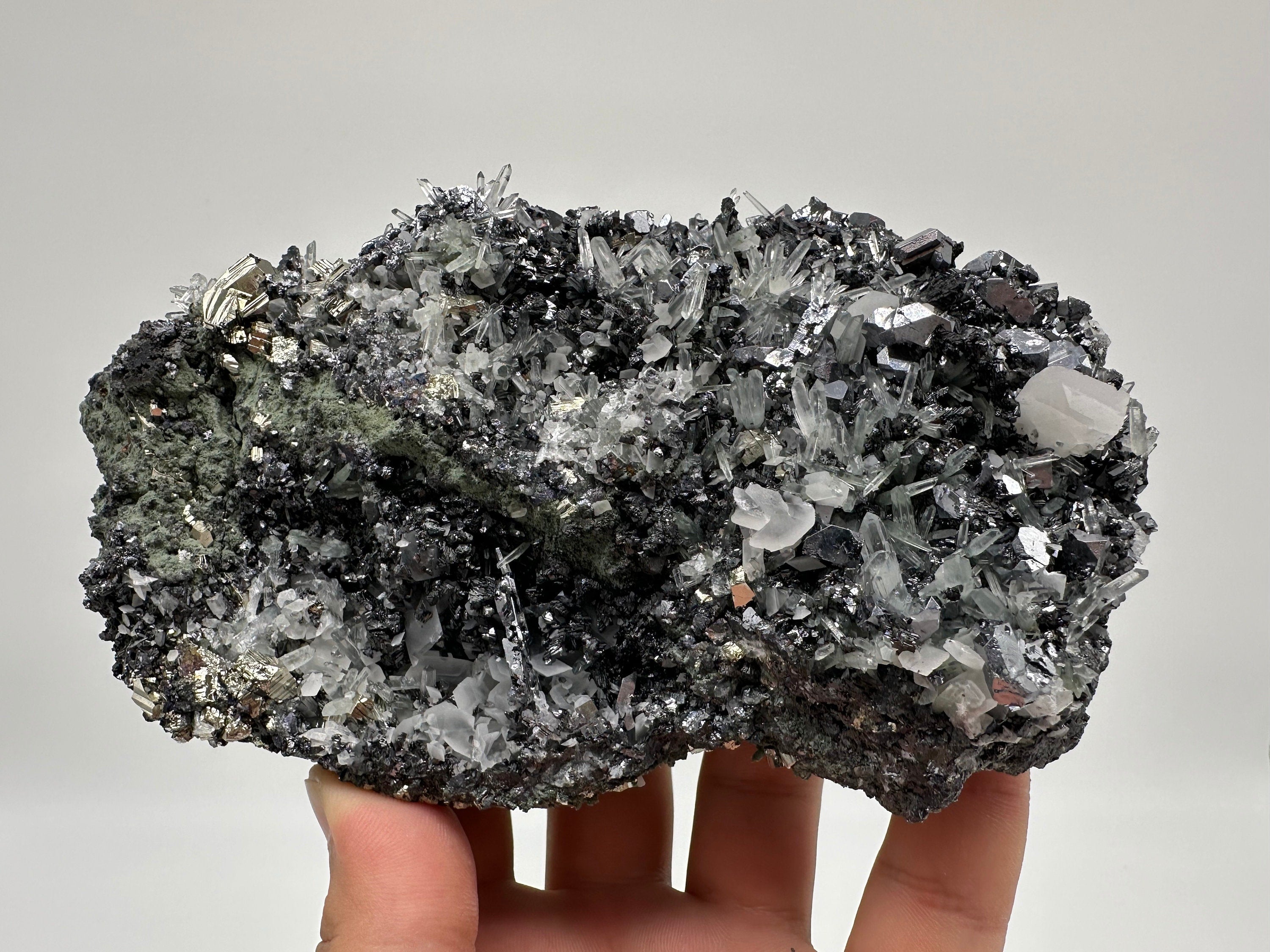 Galena Spinel Law, Sphalerite, Quartz, and Calcite Mineral Specimen