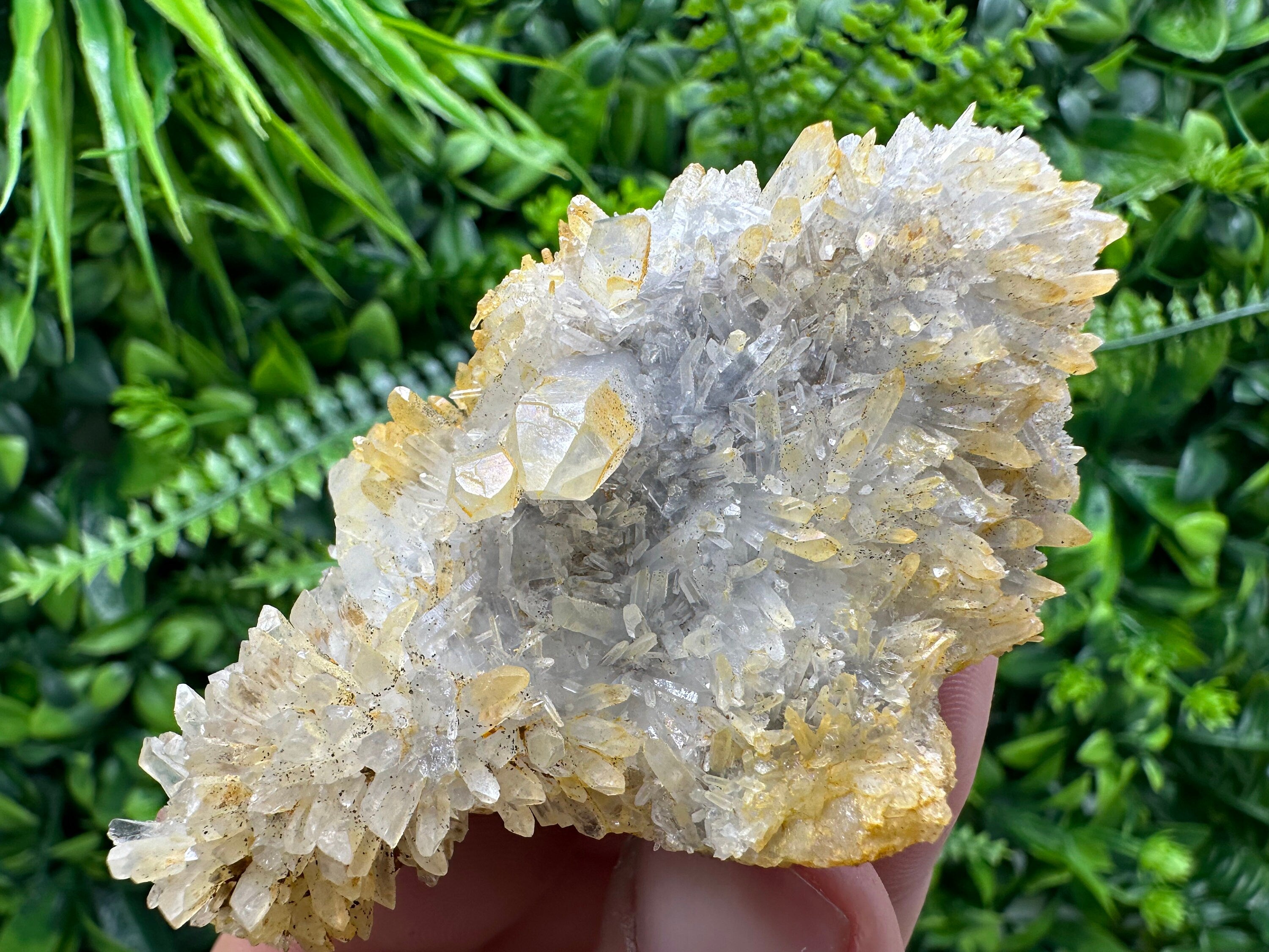 Transparent Quartz Cluster with Mineral Inclusions, Bulgaria