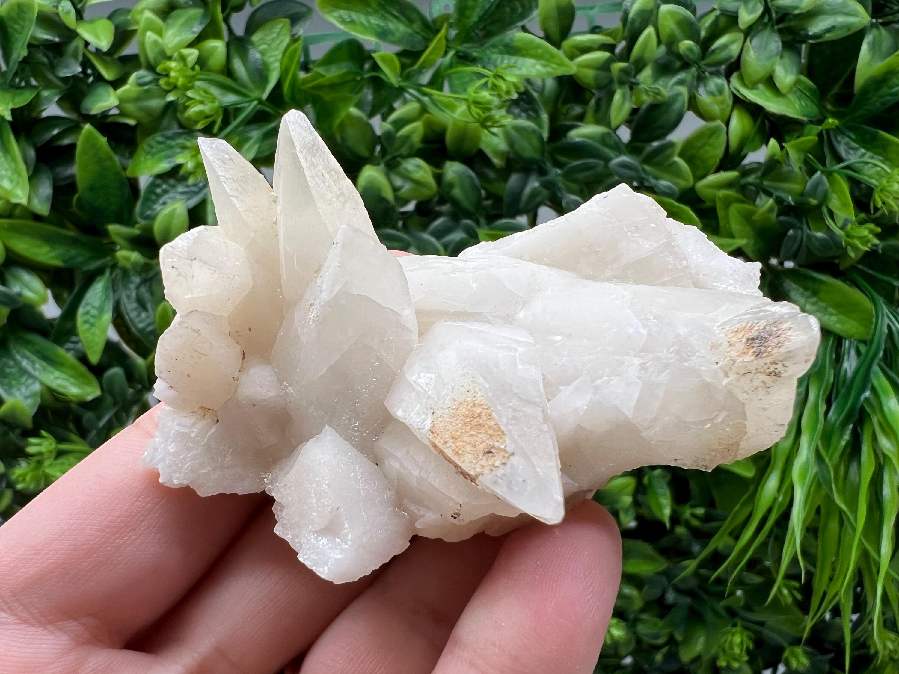 Calcite on Green Quartz: Laki Bulgaria Healing Crystal