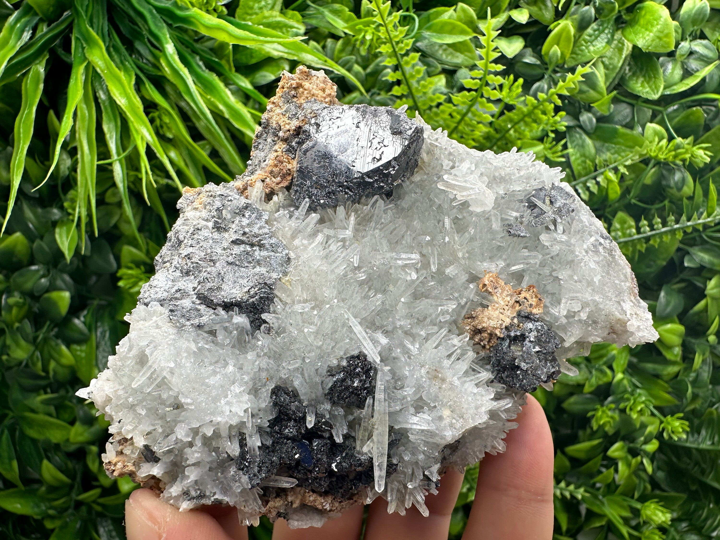 Sphalerite on Green Quartz: Natural Mineral Souvenir from Bulgaria