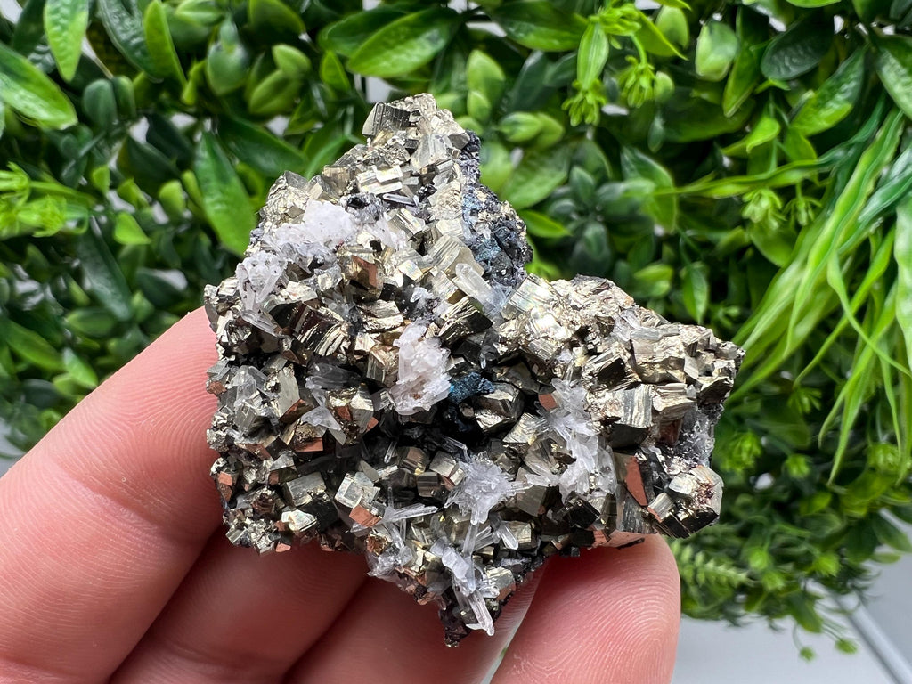 Pyrite on Green Quartz Mineral Specimen, Borieva Mine Bulgaria