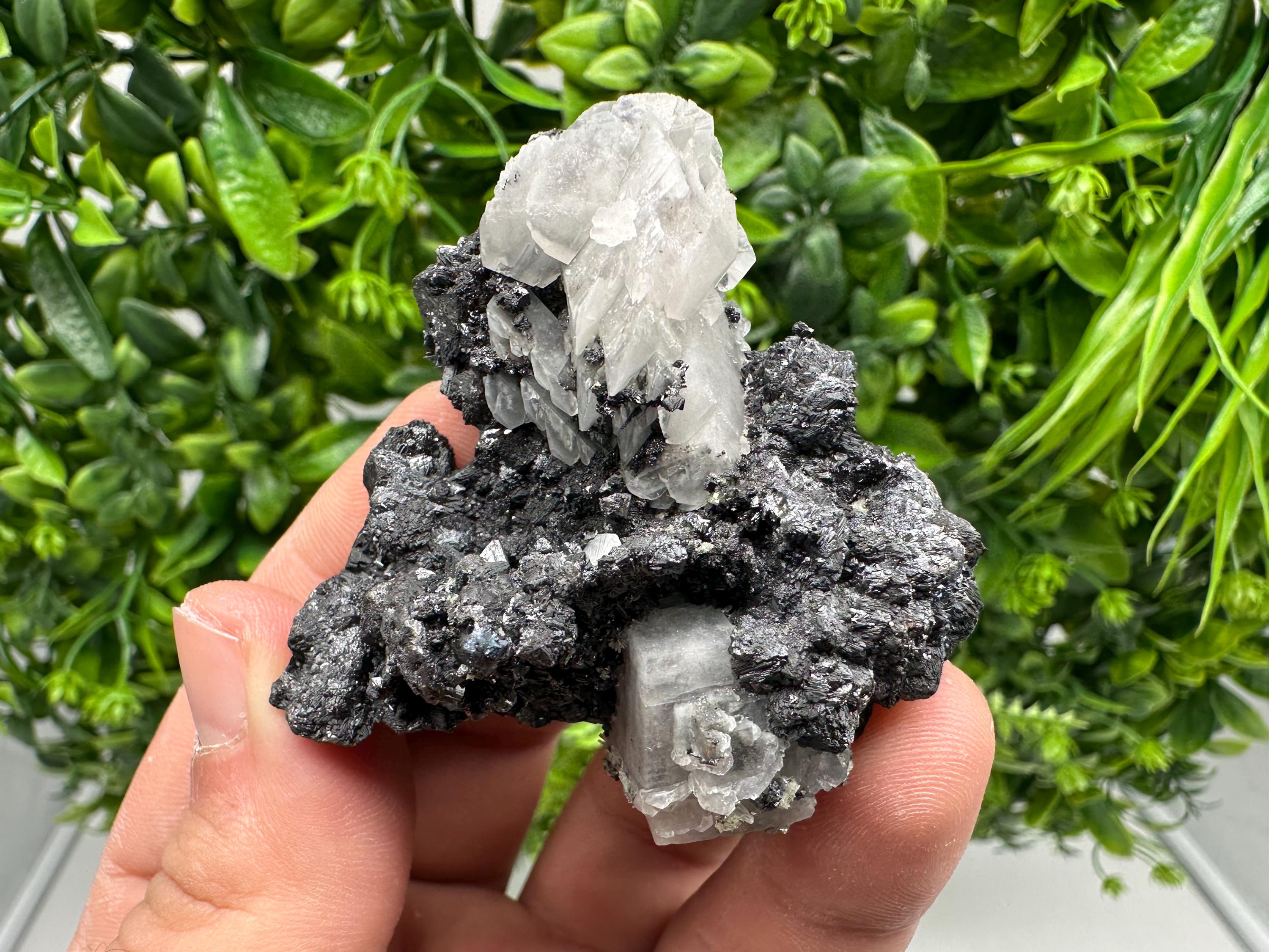 Natural Sphalerite with Calcite, Borieva Mine Mineral Crystal