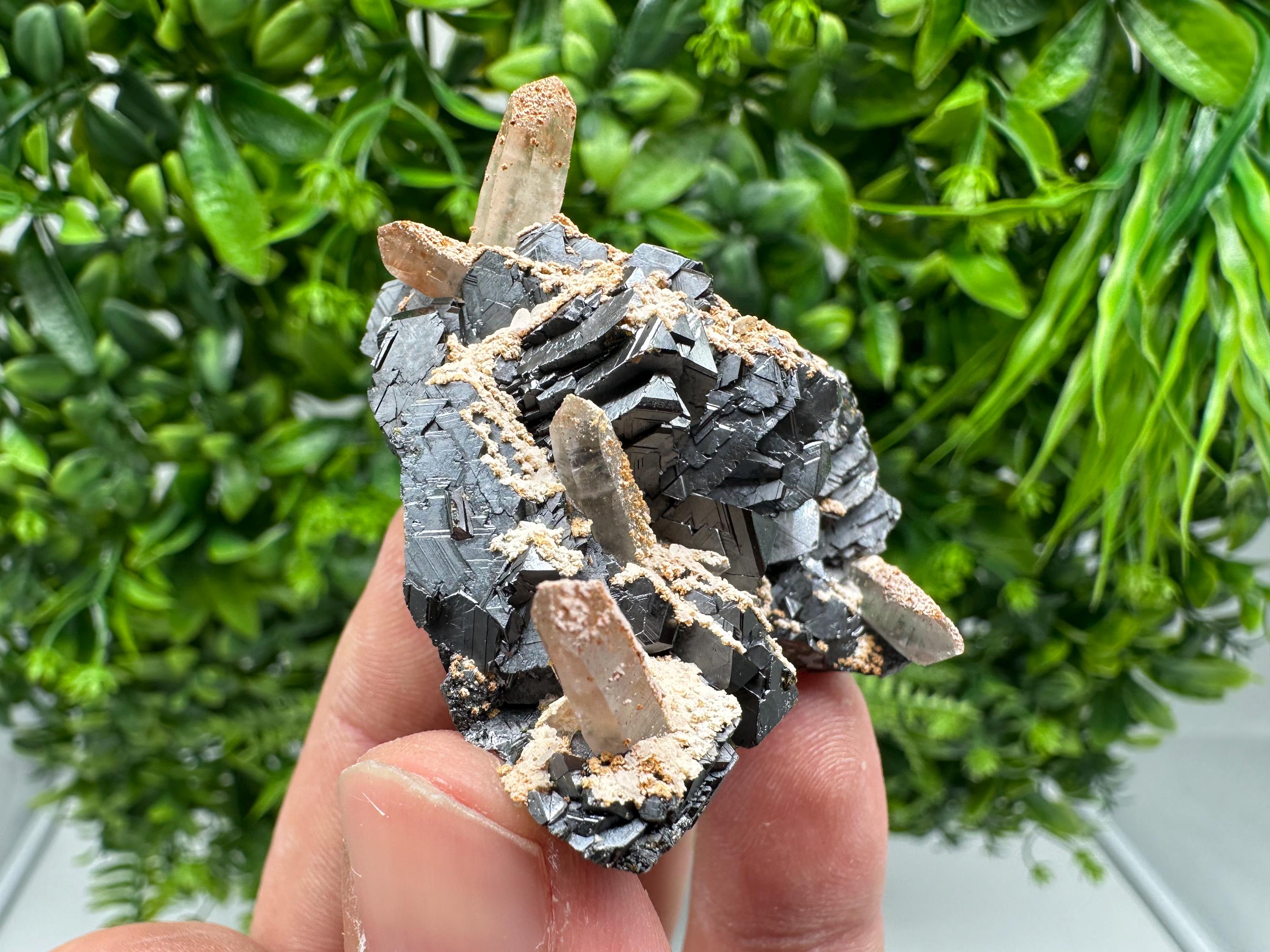 Wonderful Sphalerite Chalcopyrite on Green Quartz whit Hematite feom 9 th September mine,Bulgaria,natural,collection mineral specimen,gift