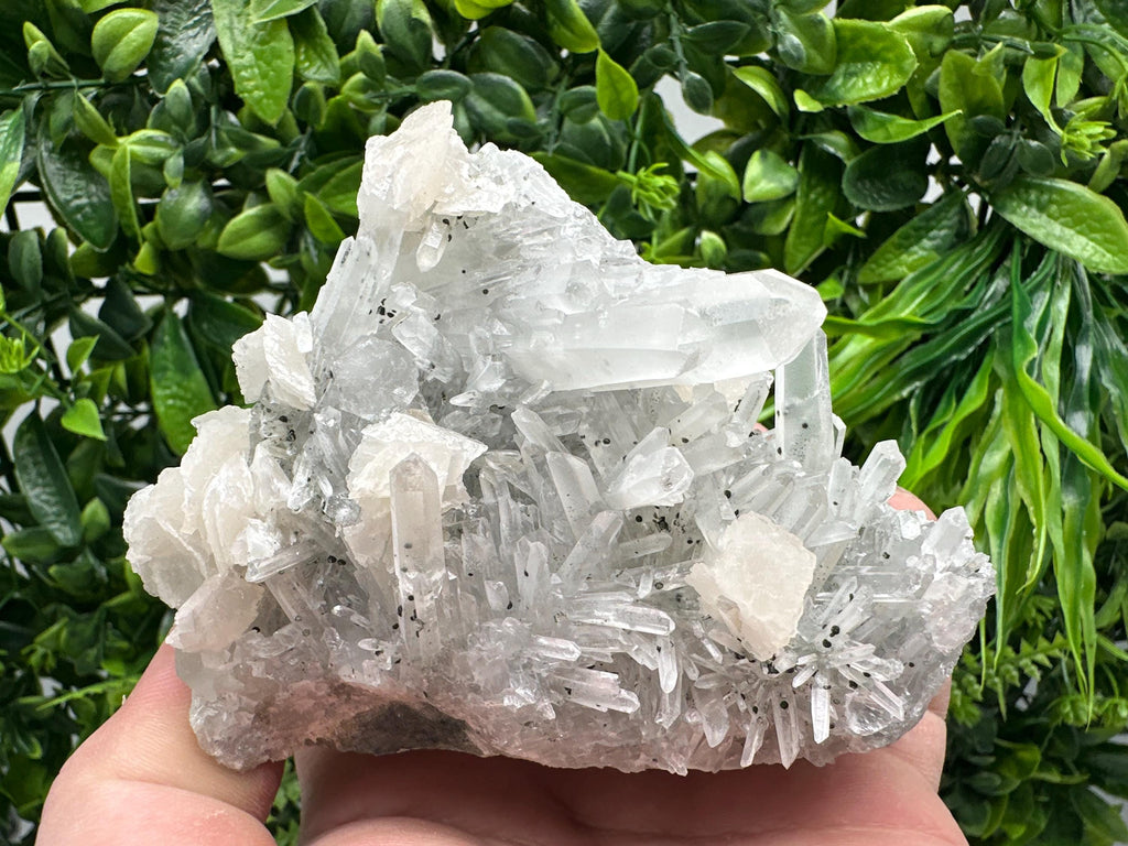 Calcite on Quartz Cluster, Borieva Mine Mineral Specimen