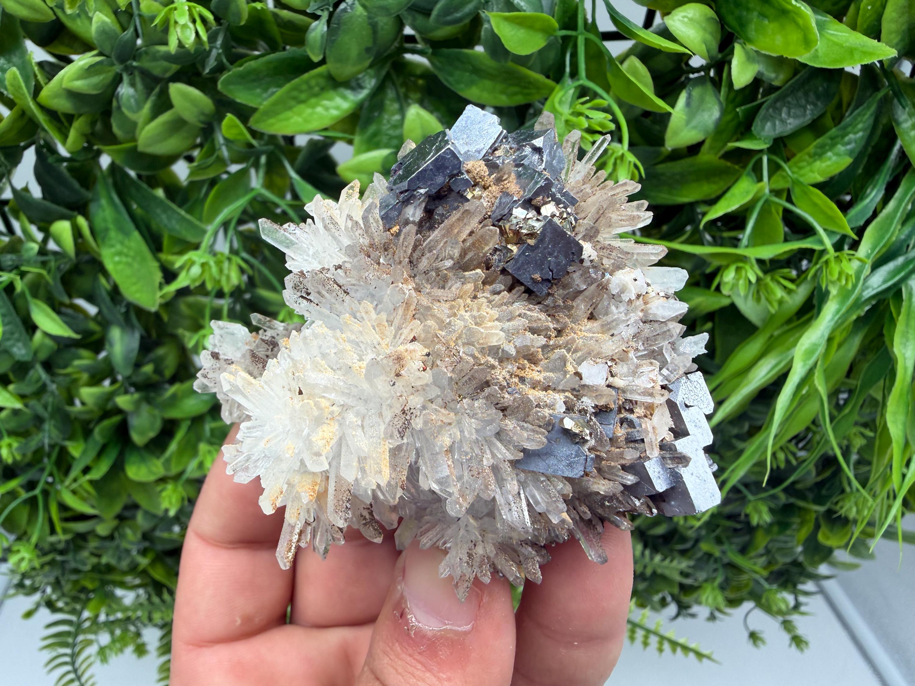 Stunning Galena,Sphalerite on Quartz whit Siderite from 9 th September mine,Madan,Bulgaria,Natural,collectible mineral specimen,home decor