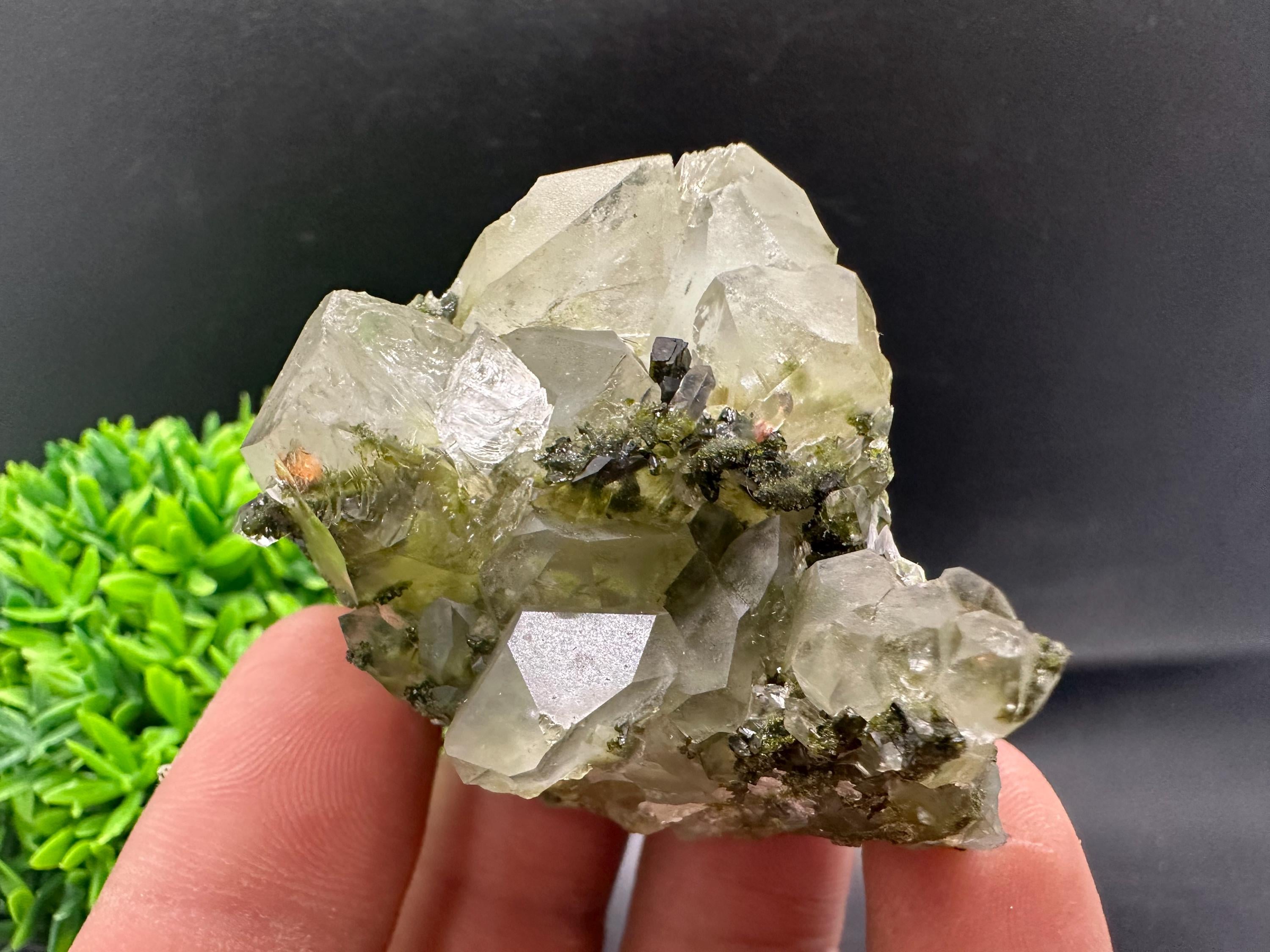 Rare Green Epidote Quartz Crystal Cluster - Eastern Anatolia, Turkey
