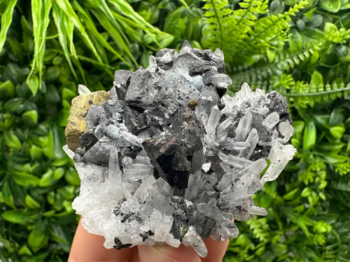 Chalcopyrite, Galena, Sphalerite on Quartz: Bulgarian Mineral Souvenir