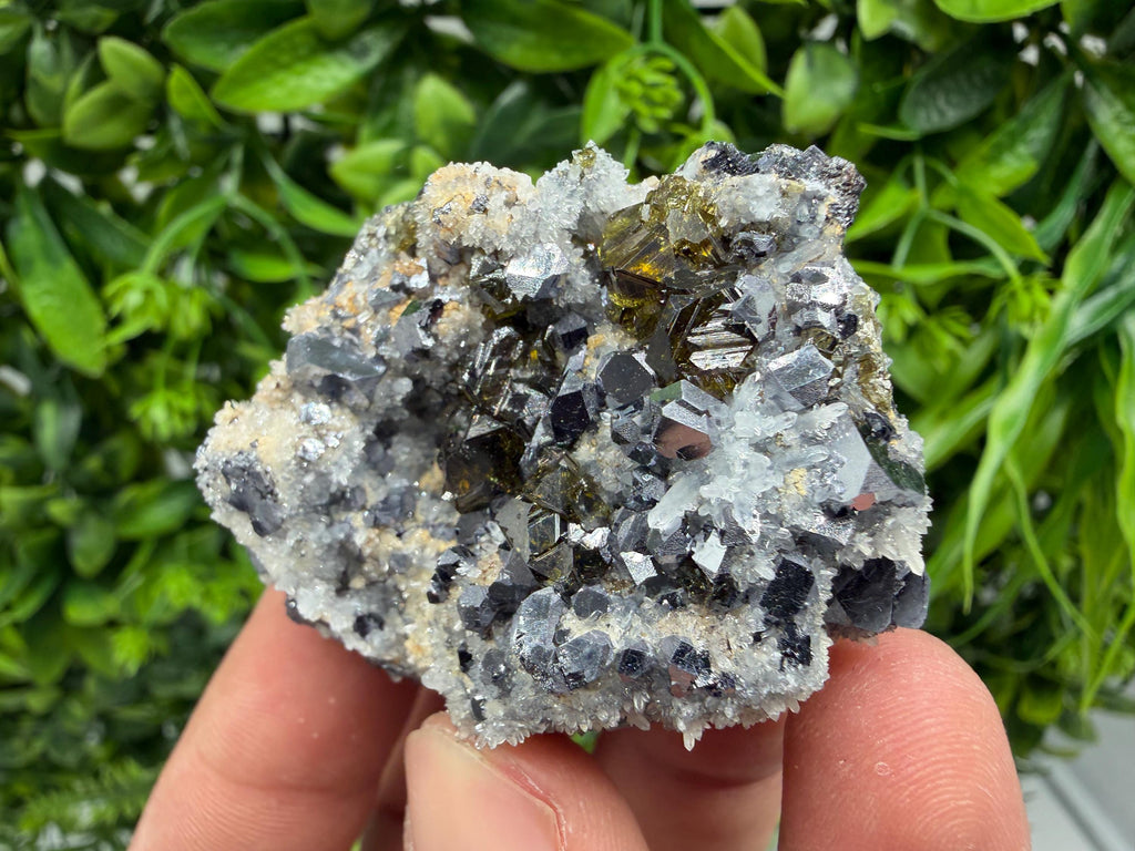 Sphalerite Cleiopfane on Quartz Mineral Specimen, Krushev Dol Mine, Bulgaria Home Decor Stone