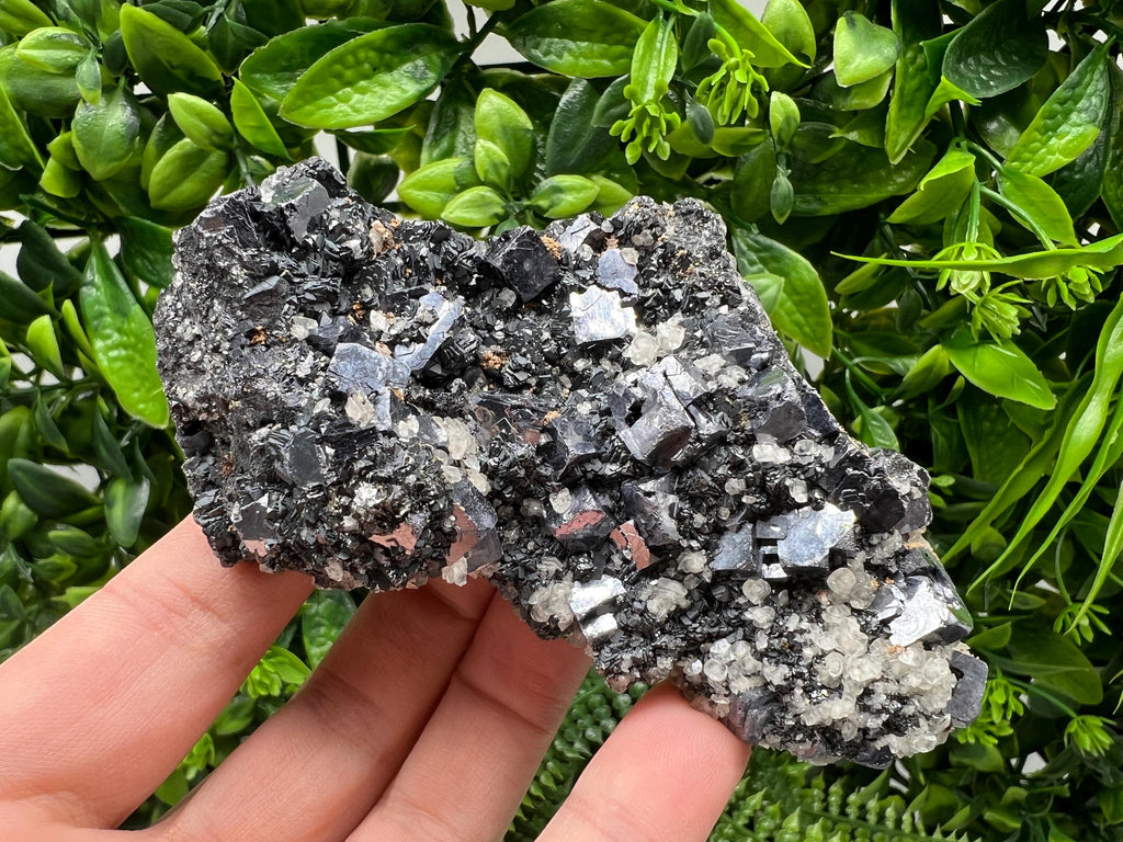 Wonderful Shiny Galena,Chalcopyrite on Calcite From Borieva mine,Bulgaria,Natural,collection mineral specimen,gift,home decor crystal,clust