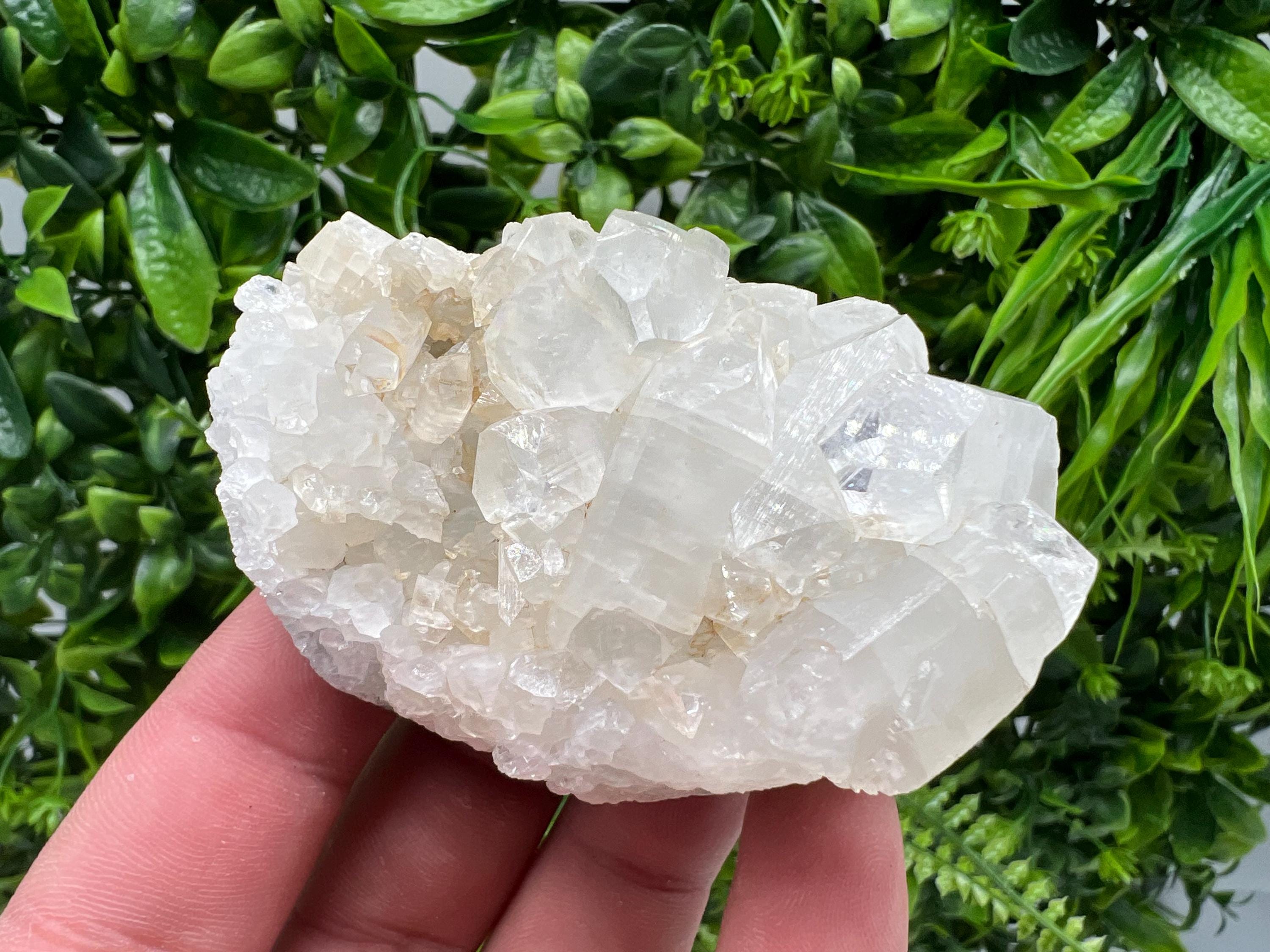 Transparent Apophyllite on Chalcedony, Natural Crystal Specimen, India Minerals