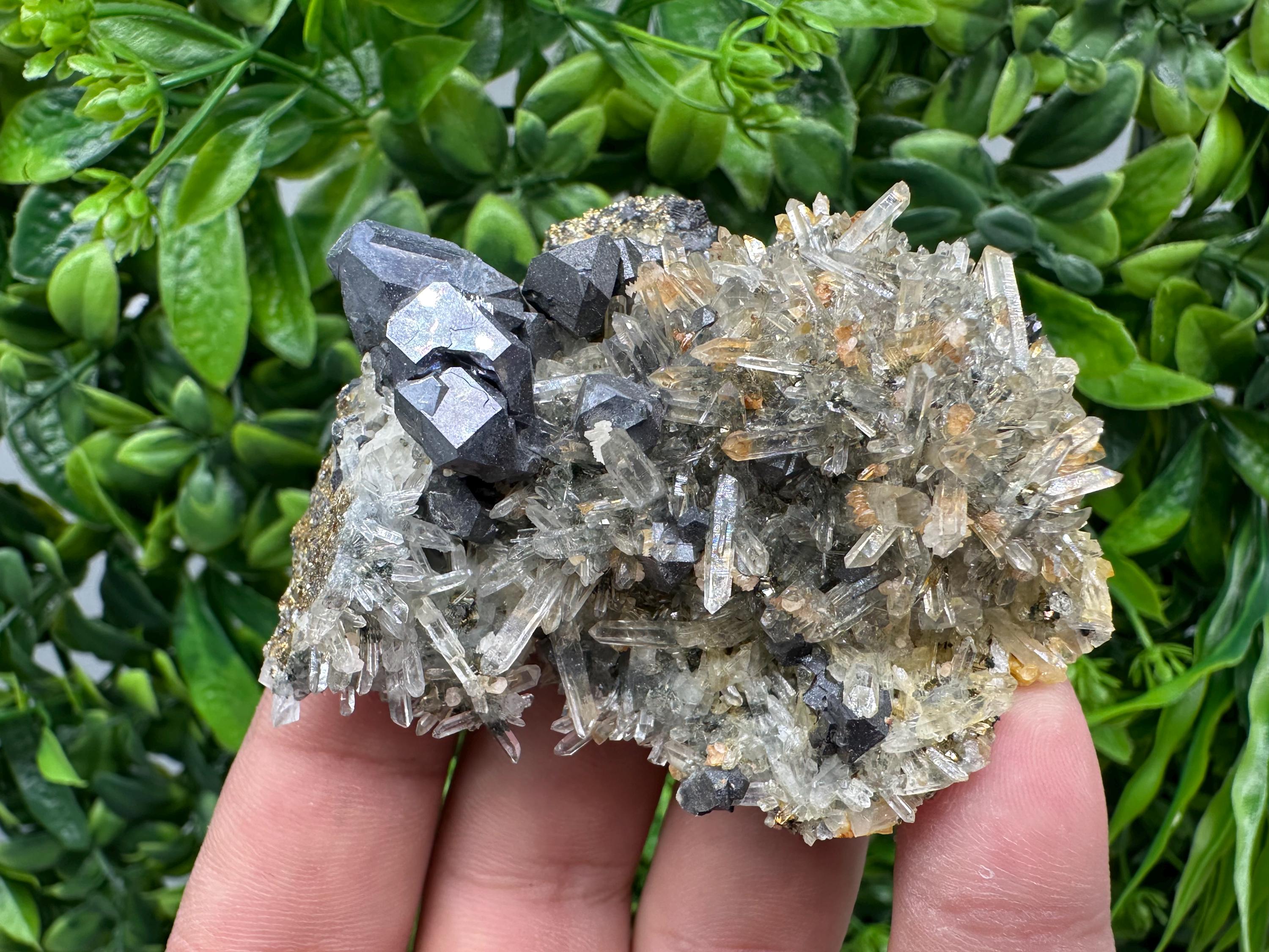 Stunning Shiny Galena,Sphalerite on needle Quartz,from Borieva mine,Bulgaria natural mine Souvenir crystal,collectors speciment,gift,stone