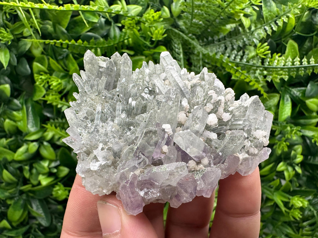 Amethyst Calcite Quartz Cluster, Chlorite Inclusions, Djurcovo Mineral Specimen
