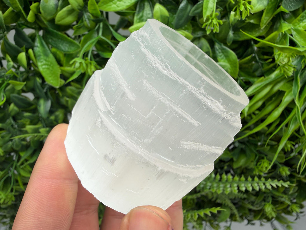 Selenite Candle Holder – Natural Crystal Decor, Energy Cleansing, Spiritual Home Accent