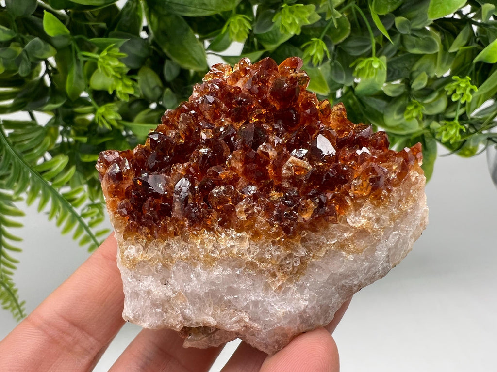 Citrine Crystal with Hematite Inclusions: Natural Phantom Cluster