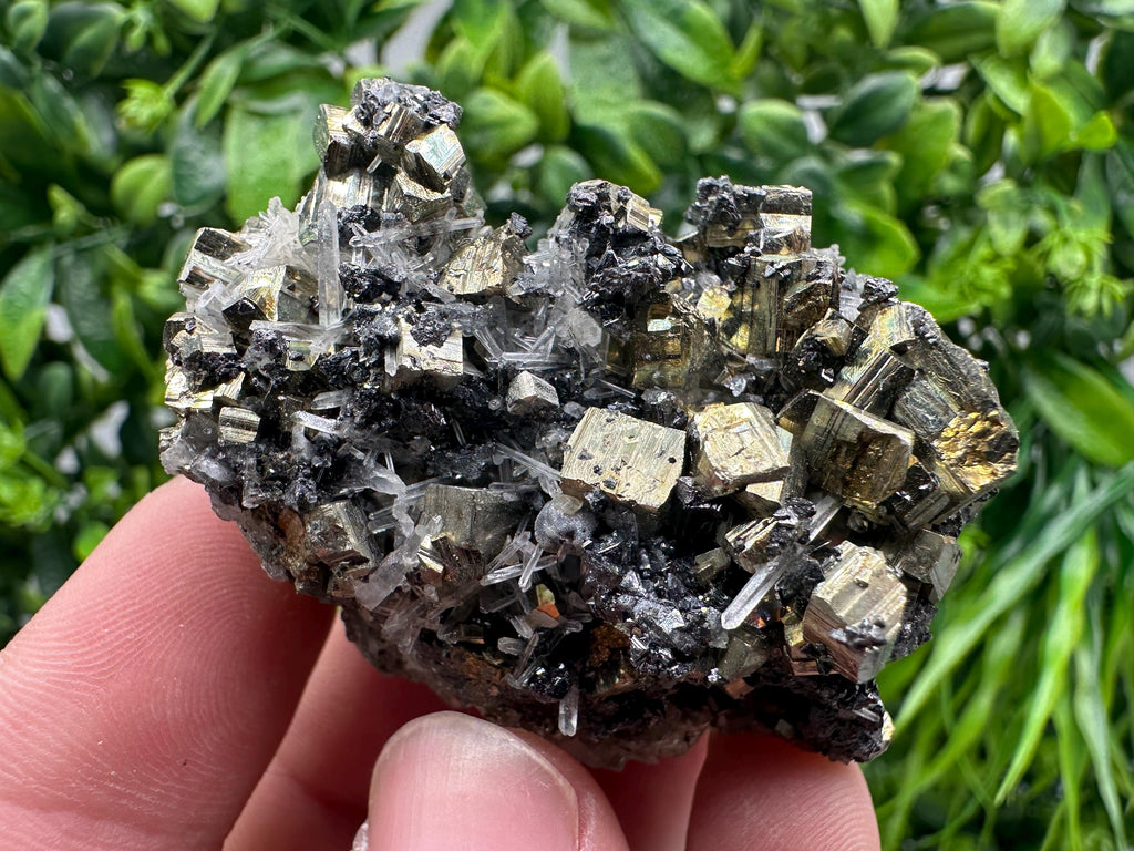Wonderful Rainbow pyrite,Sphalerite on needles Quartz,natural minerals souvenir crystal gift collection stone,home decor Borieva Bulgaria