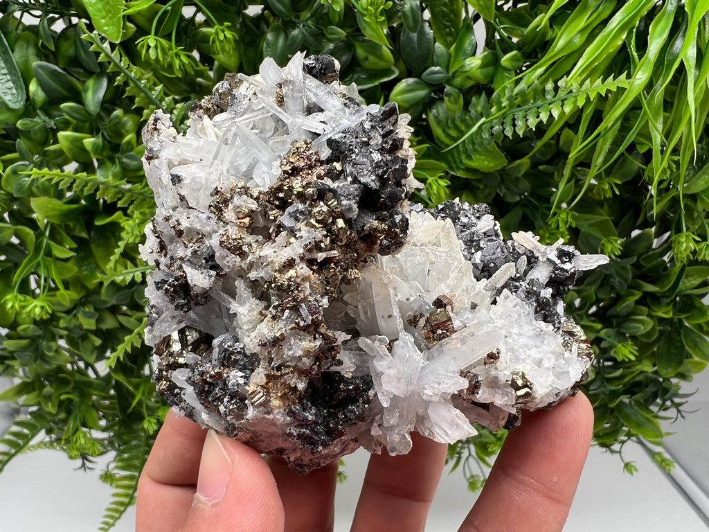 Wonderful Rainbow Pyrite on Quartz whit Oxide,natural minerals souvenir crystal,home decor,collection stone,rare minerals,Borieva Bulgaria