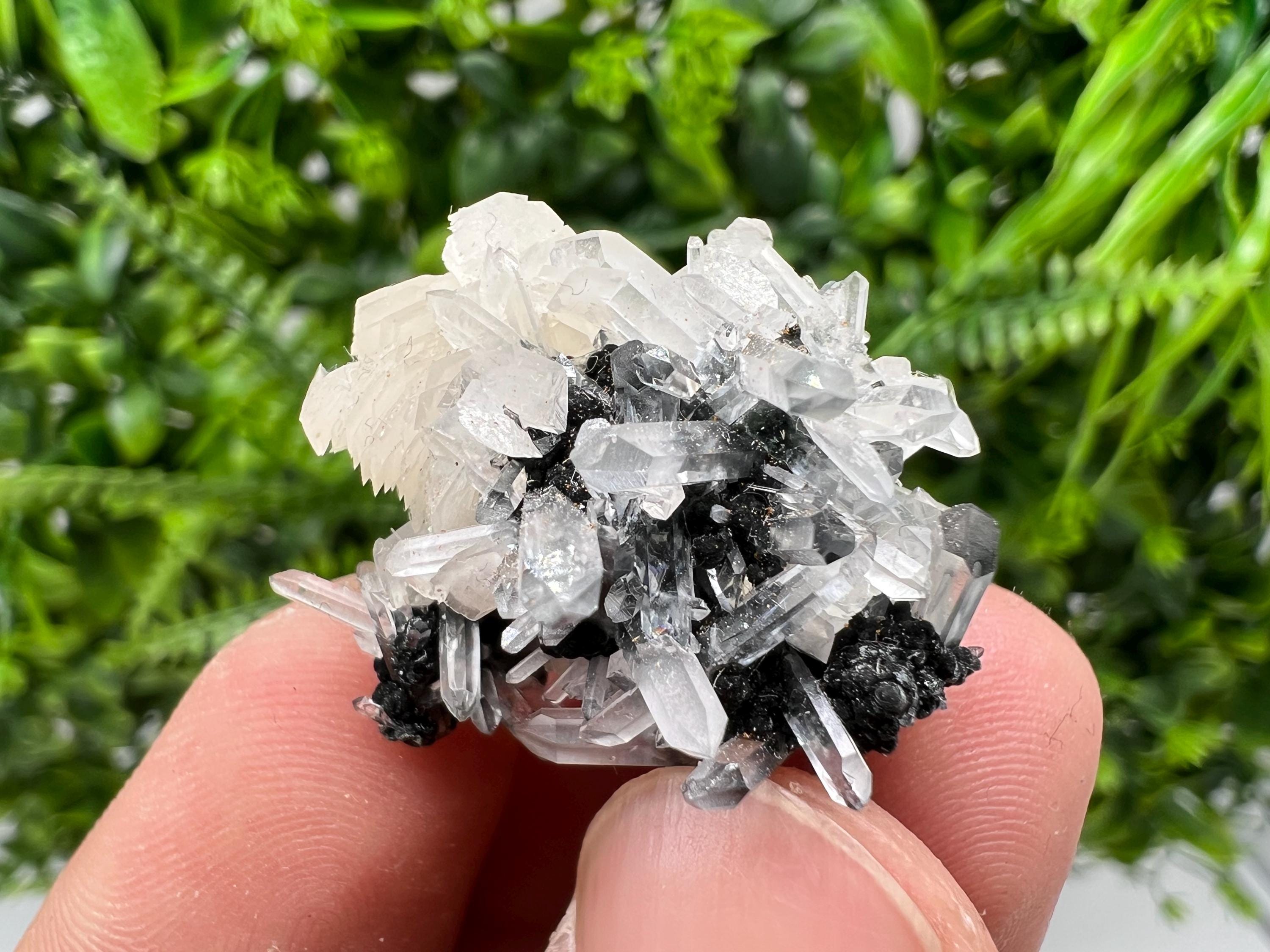 Wonderful Calcite on Quartz white Sphalerite, from Borieva mine,Bulgaria,natural,collection mineral specimen,Home decor crystal,gift,healing