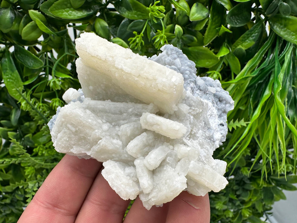 Rare Fluorescent Calcite after Barite on Chalcedony - Androvo Mine, Bulgaria