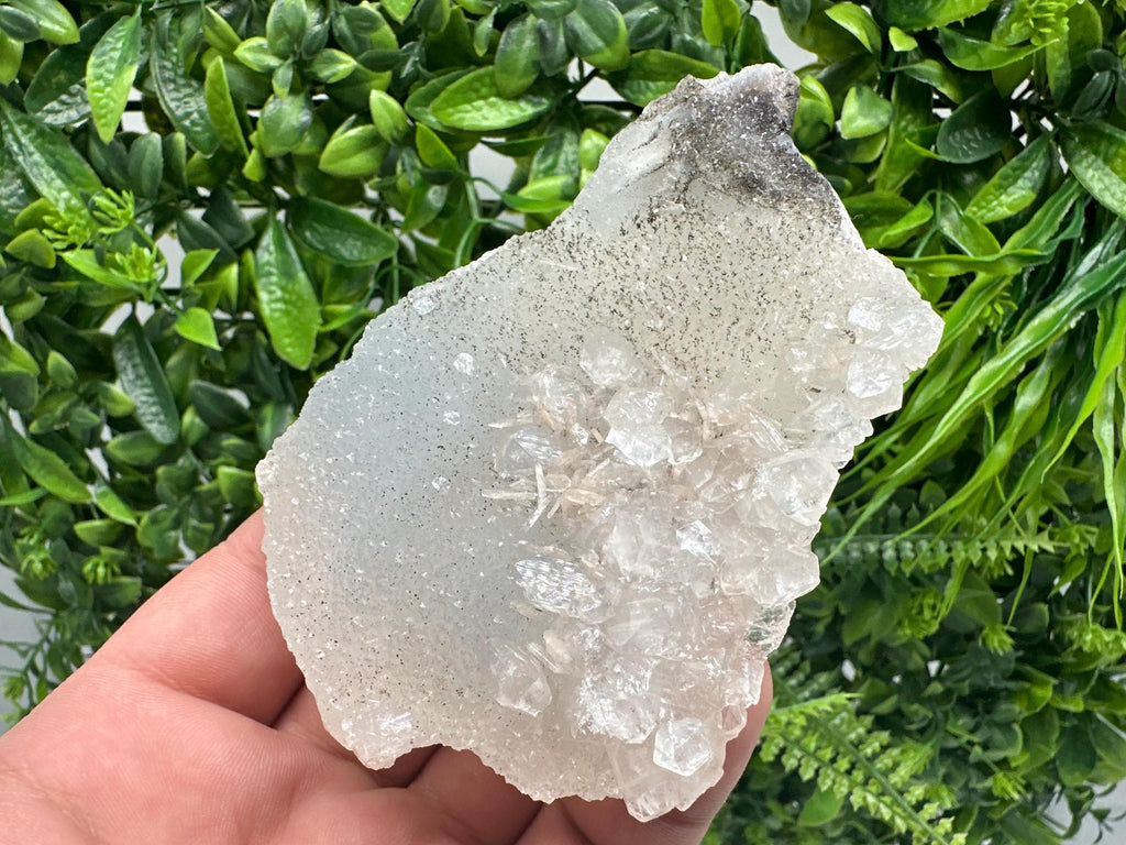 Transparent Apophyllite on Chalcedony, Natural Crystal Specimen, India Minerals