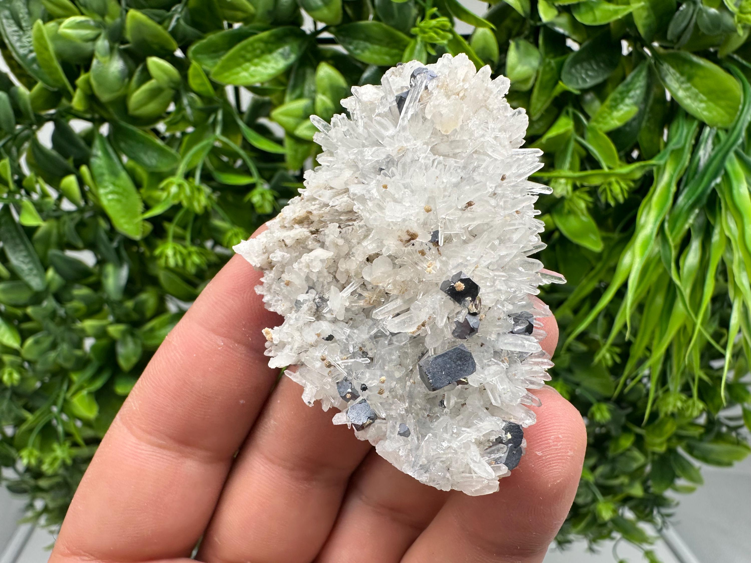 Wonderful Calcite,Sphalerite,Galena on Needle Quartz from Borieva mine,Madan,Bulgaria,natural,collectible mineral specimen,home decor stone