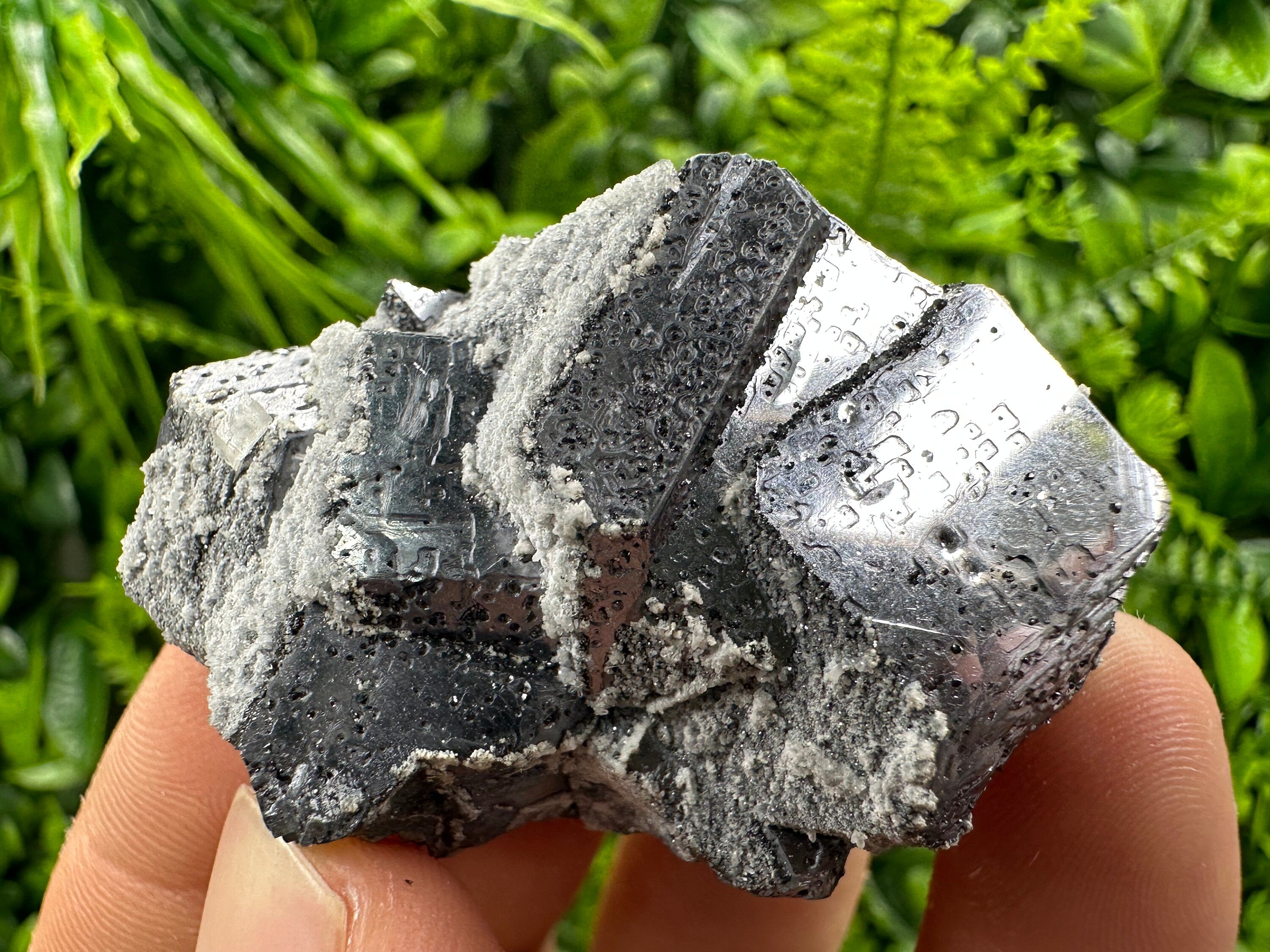 Shiny Galena with Calcite Cluster, Batantci Mine Mineral Specimen