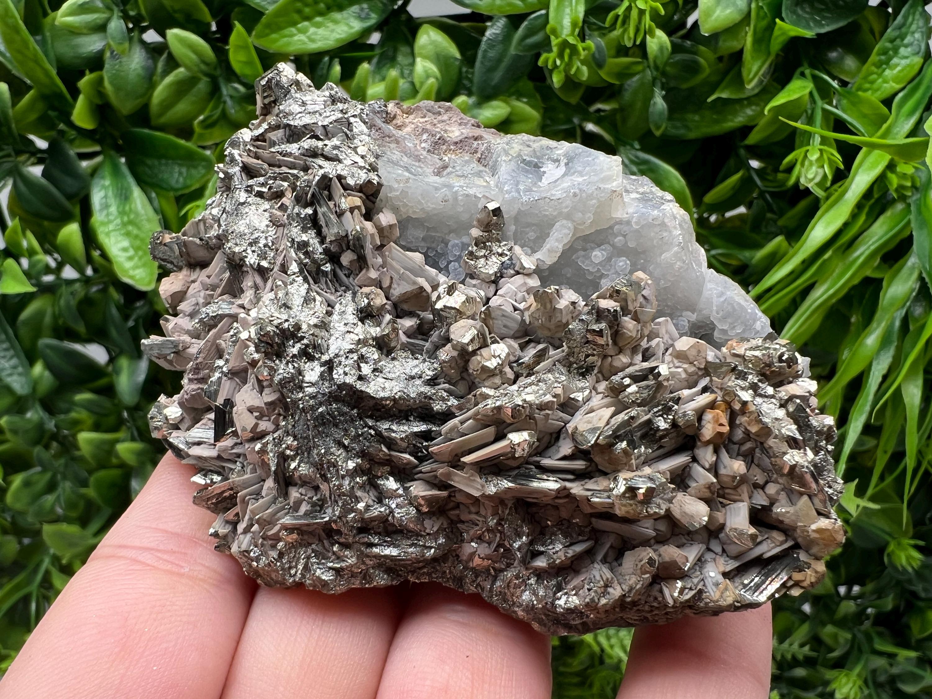 Pyrite on Chalcedony Specimen: Djurcovo Mine, Bulgaria