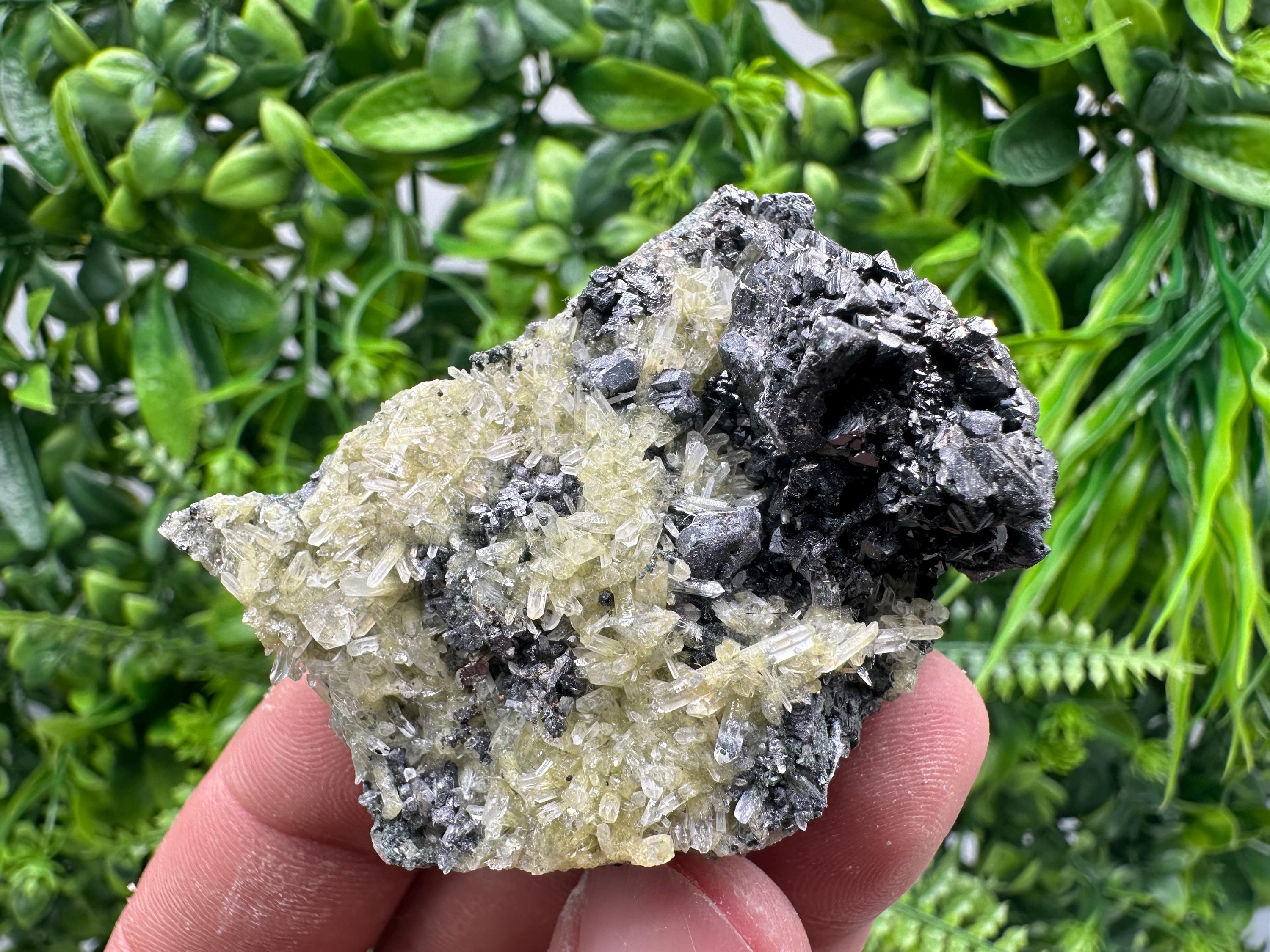Sphalerite Galena on Quartz with Epidote, Bulgaria Mineral Specimen