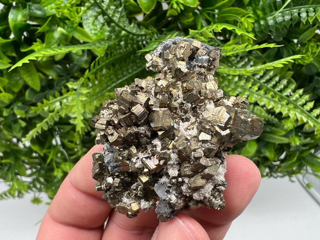 Rare Pyrite Cluster: Golden Rainbow Crystallization, Borieva Mine