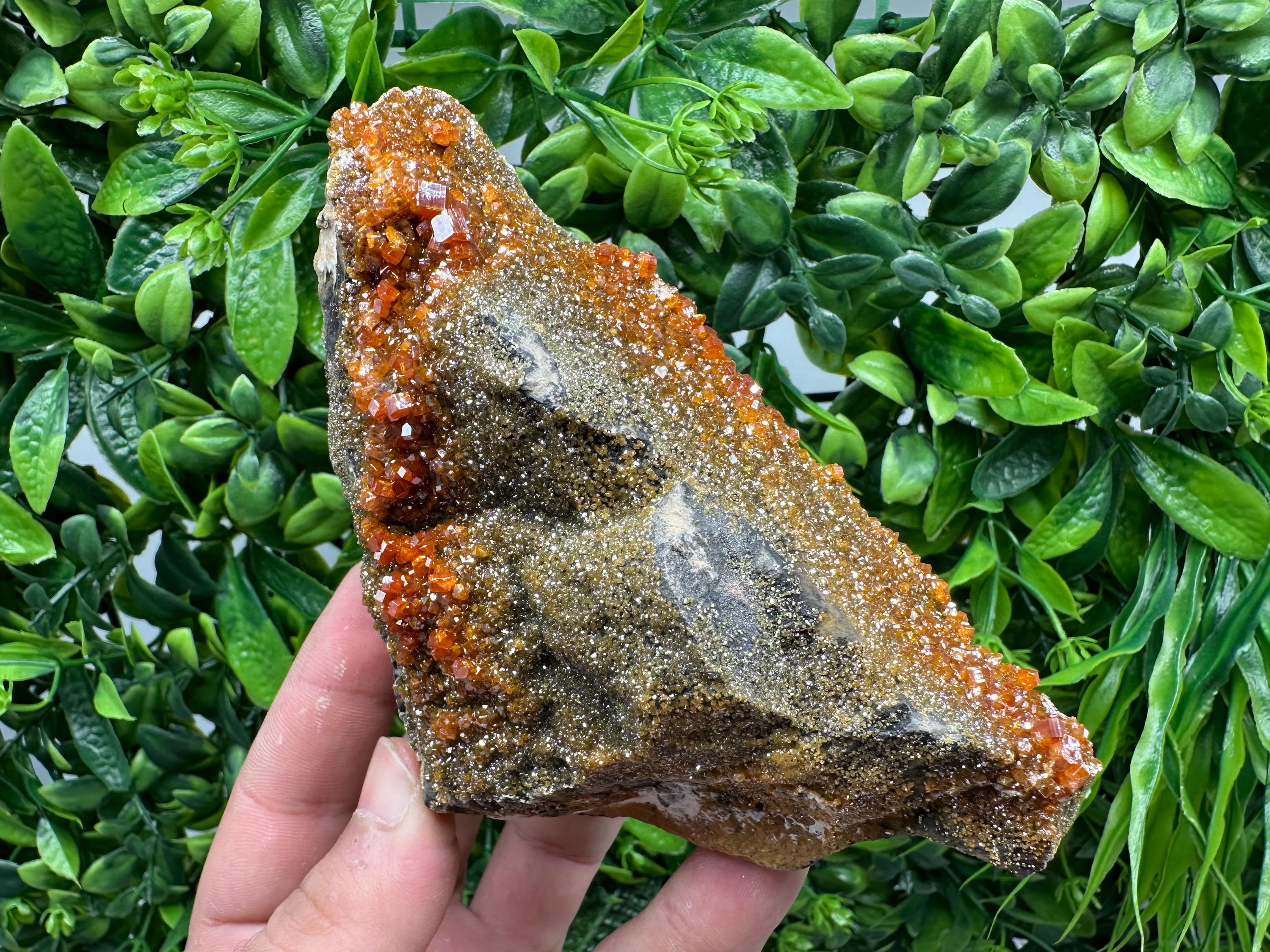 VERY Rare red Vanadinite on Barite whit Goethite from Marocco,crystal minerals Speciment cluster Vanadinite crystal Vanadinite Geology Vanad