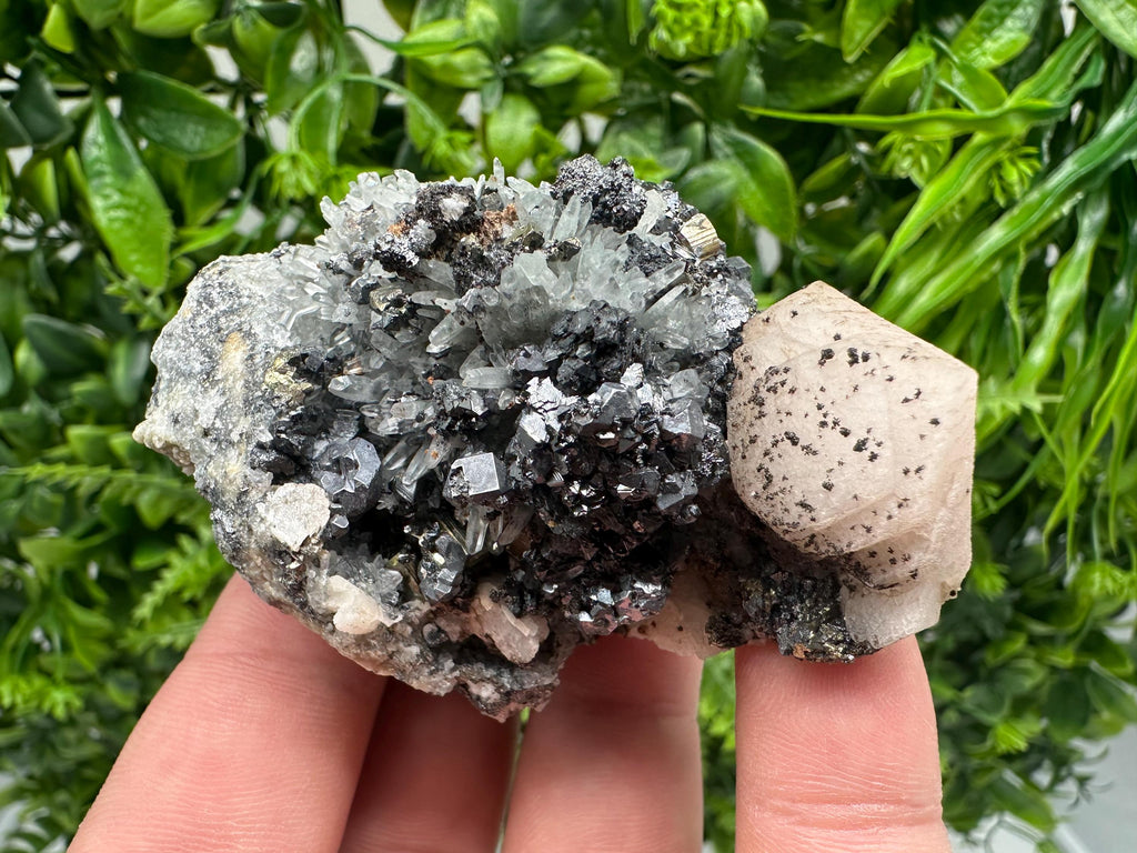 Calcite on Green Quartz: Rare Bulgarian Healing Crystal