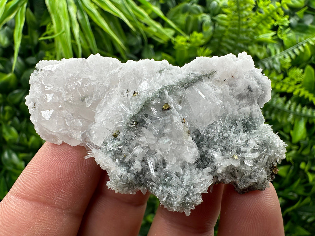 Calcite with Chalcopyrite on Quartz Needles, Borieva Bulgaria