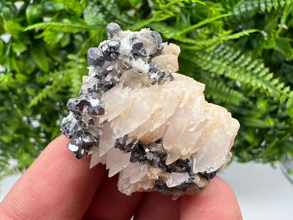 Shiny Galena, Chalcopyrite on Calcite, Quartz Mineral Specimen
