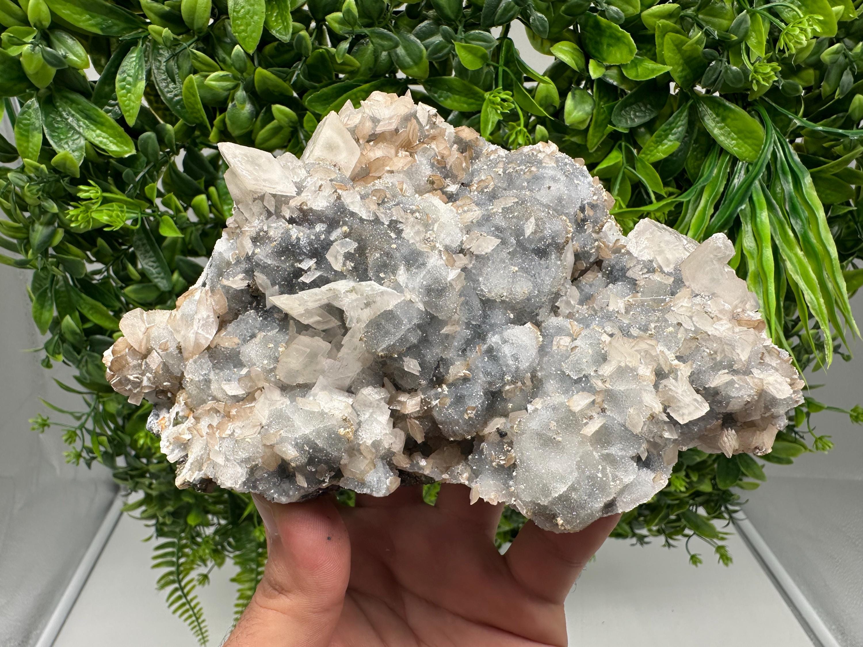 Calcite on Chalcedony Mineral Specimen, Krushev dol Bulgaria