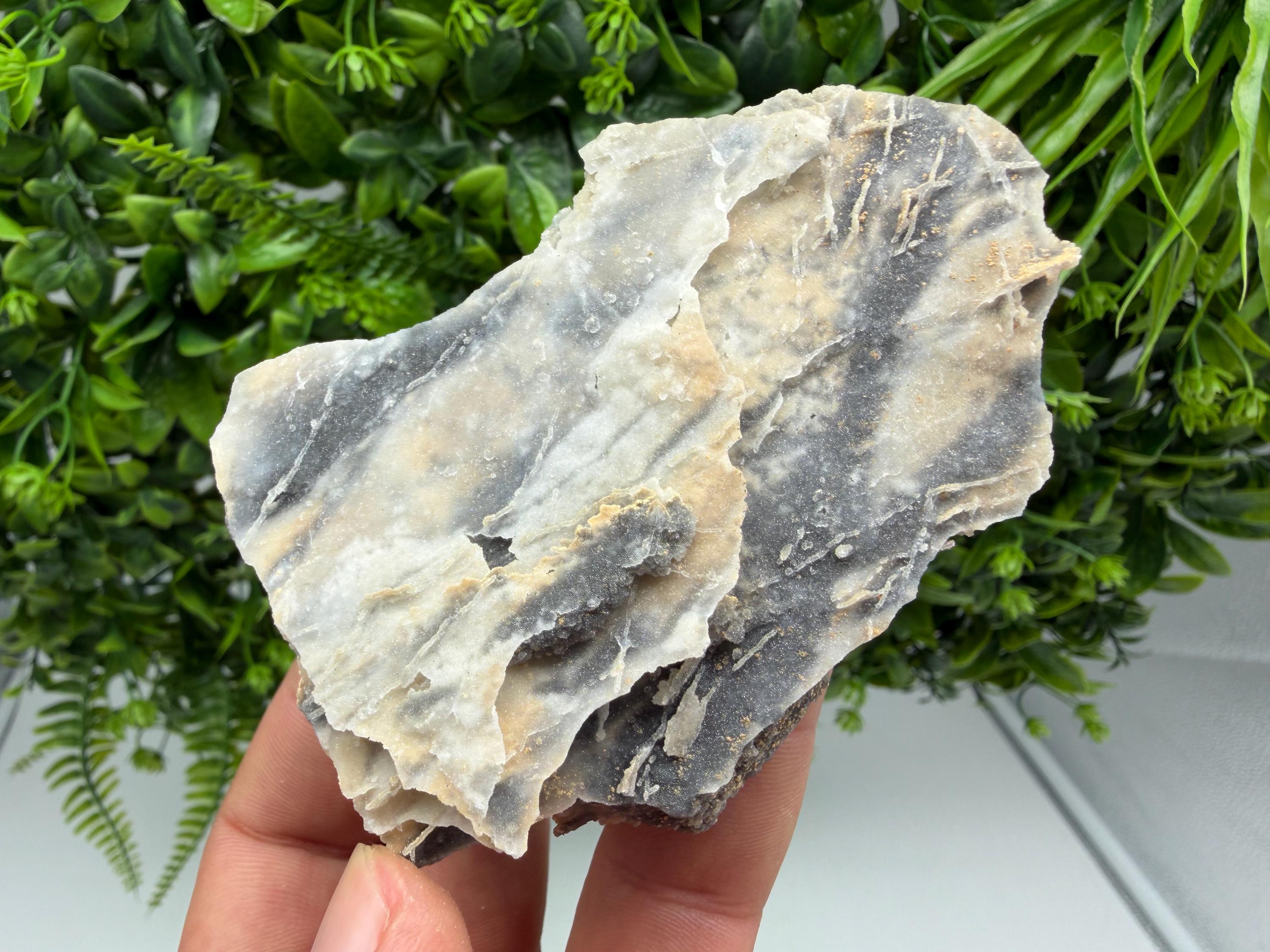 Blue Chalcedony Quartz with Chlorite Inclusions - Krushev Dol Mine Crystal