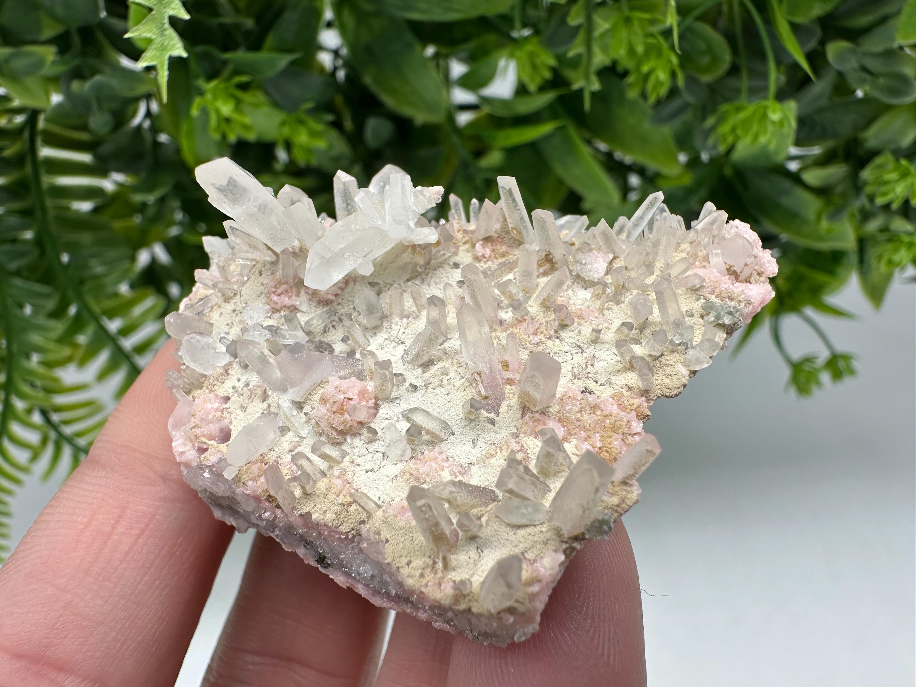 Rhodochrosite with Quartz Crystals, Starnica Mine, Bulgaria