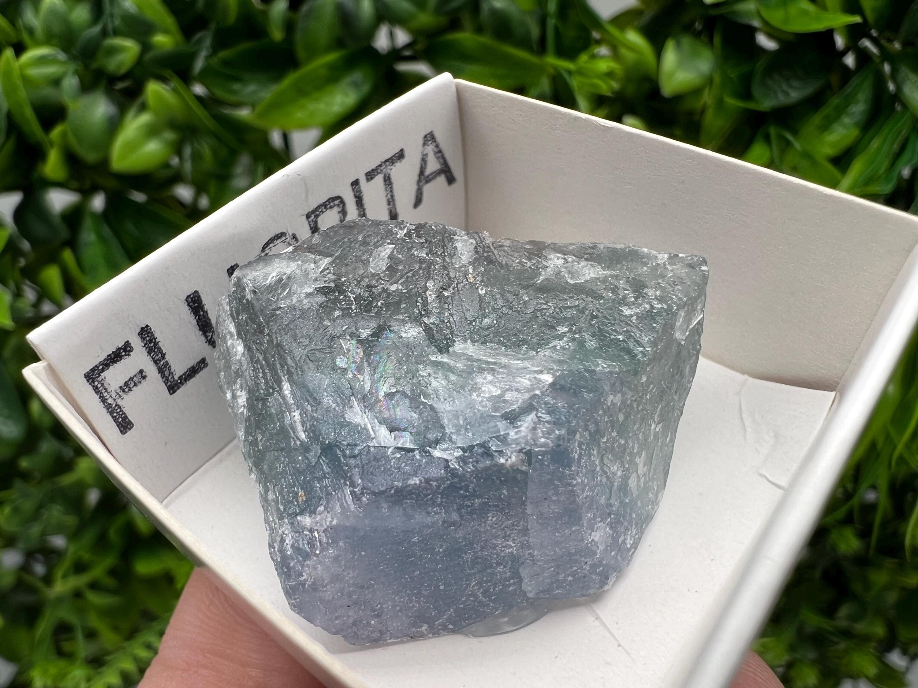 Rare Rainbow Fluorite Cube: Raw Mexican Crystal, Meditation Stone
