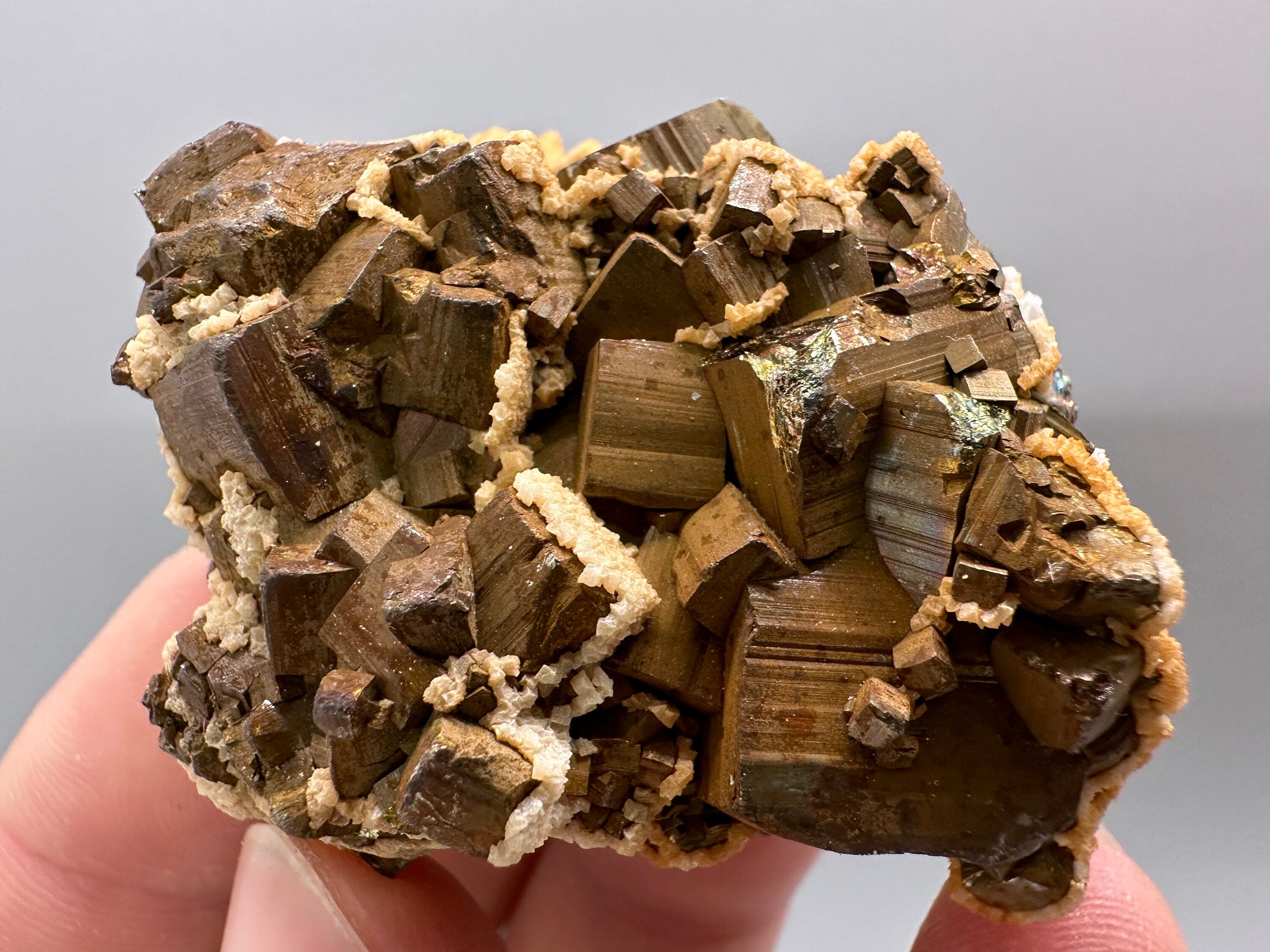 Pyrite with Iron Oxide & Dolomite, Bulgaria Mineral Specimen