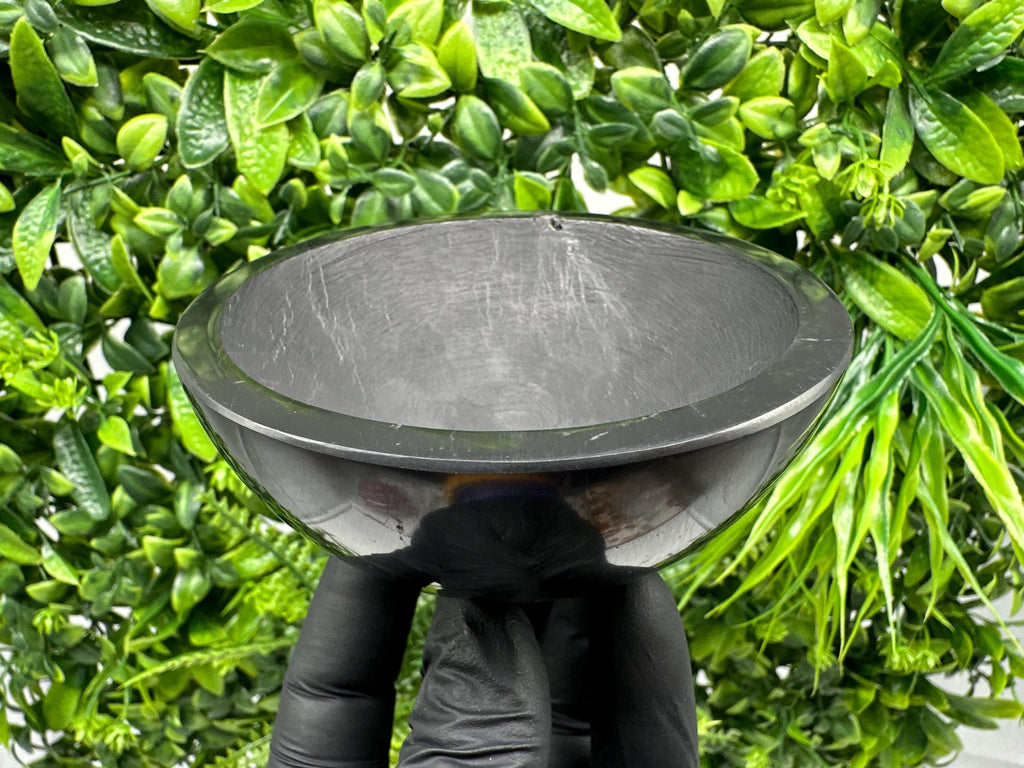 Polished Shungite Bowl 100mm: EMF Protection, Chakra Stone