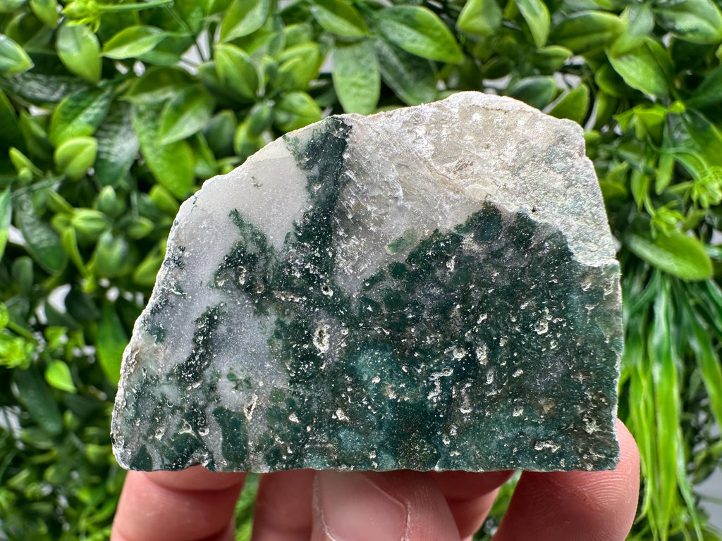 Polished Moss Agate Slab: Green Crystal Slice (6/4.5cm)