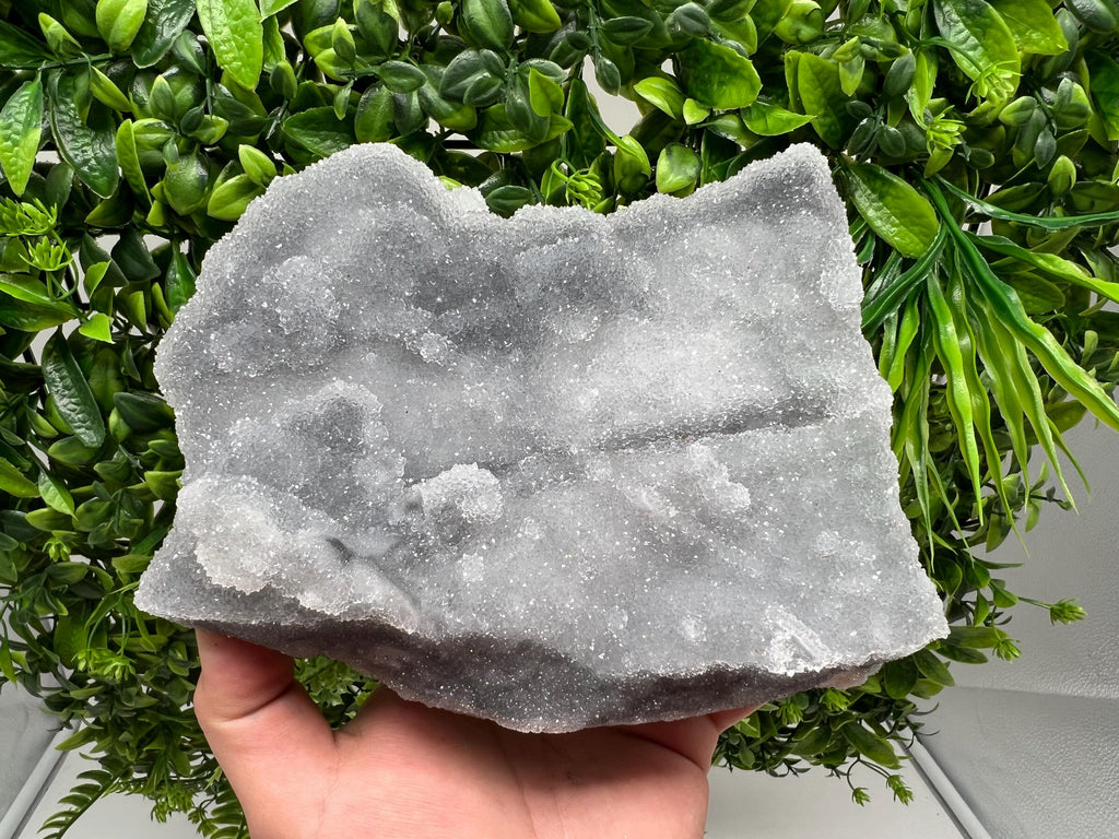 Large Quartz Chalcedony with Chlorite Inclusions: Deep Blue Crystal Decor