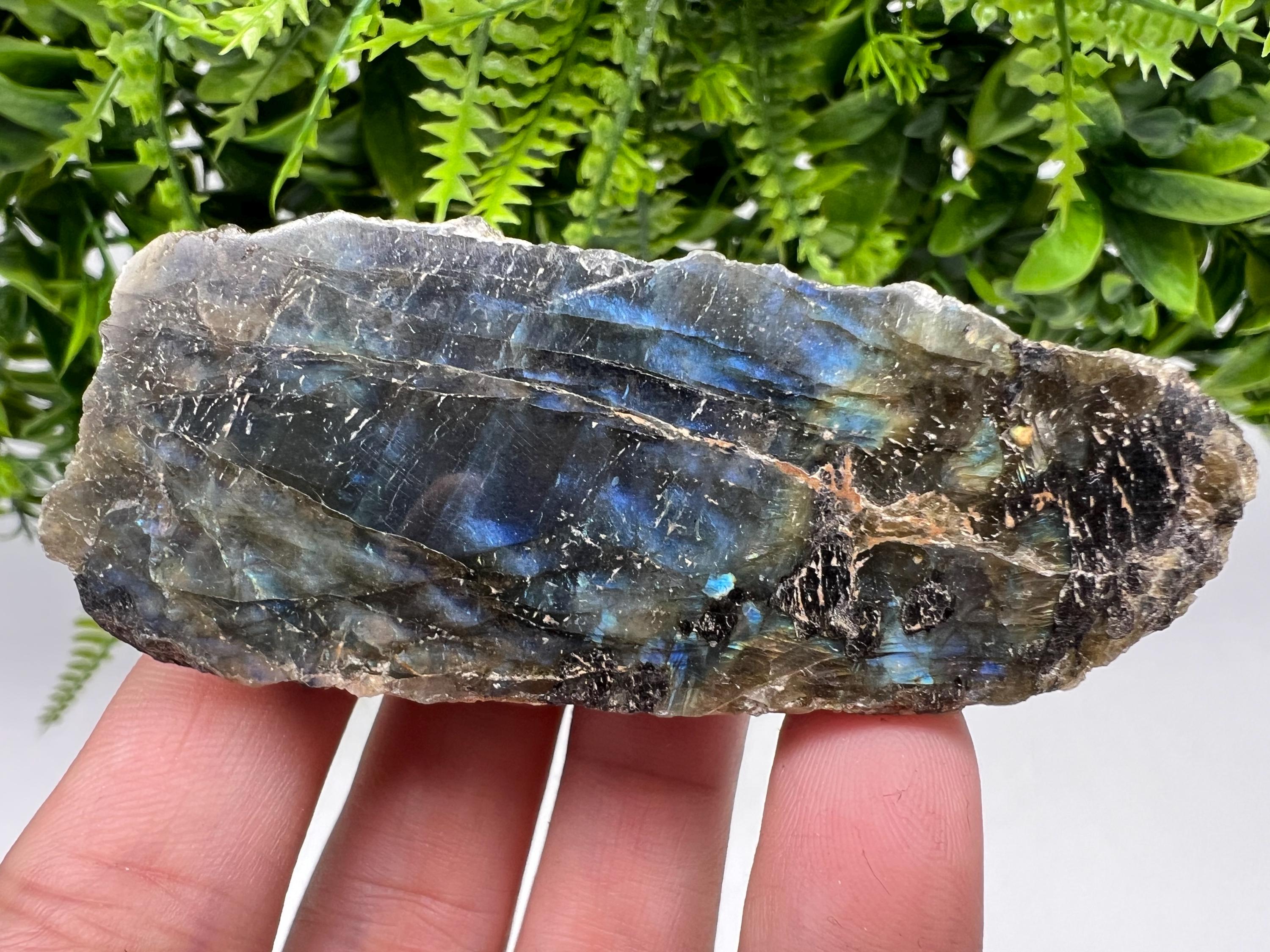 Polished Labradorite Slab: Multifire Crystal Decor - 8/3/3 CM