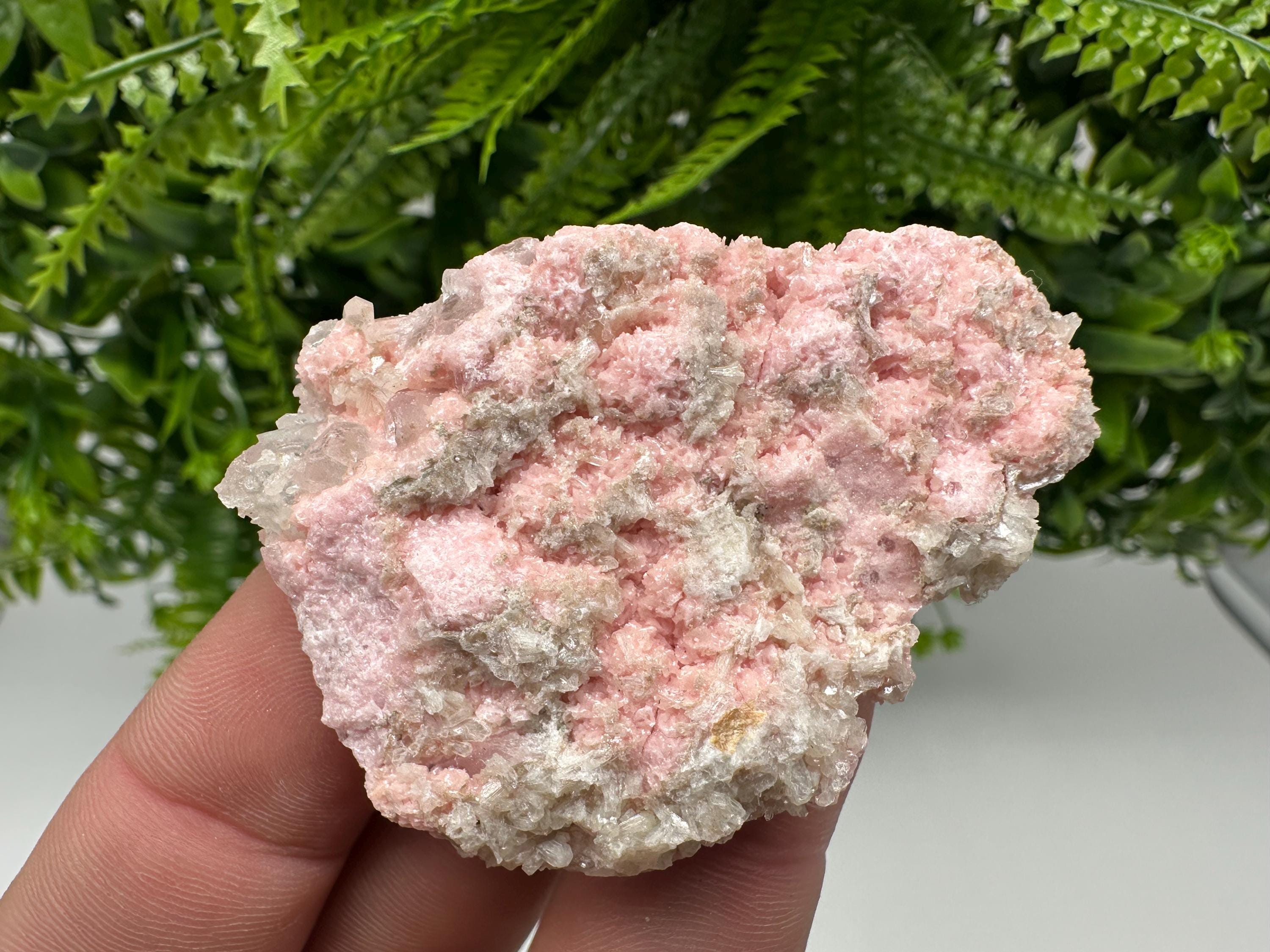 Rhodochrosite on Quartz: Pink Mineral Specimen, Starnica Mine