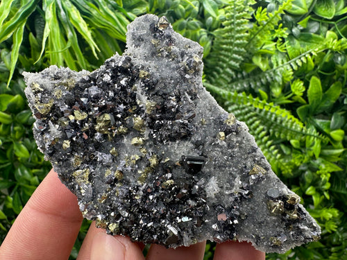 Chalcopyrite Galena Sphalerite on Quartz, Bulgaria Mineral Specimen