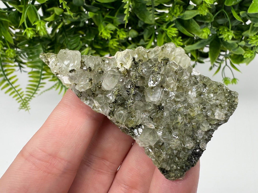 Green Epidote with Quartz Crystals - Extremely Sparkly with Rainbows,souvenirs collection stone,gift,decor, Eastern Anatolian, Turkey