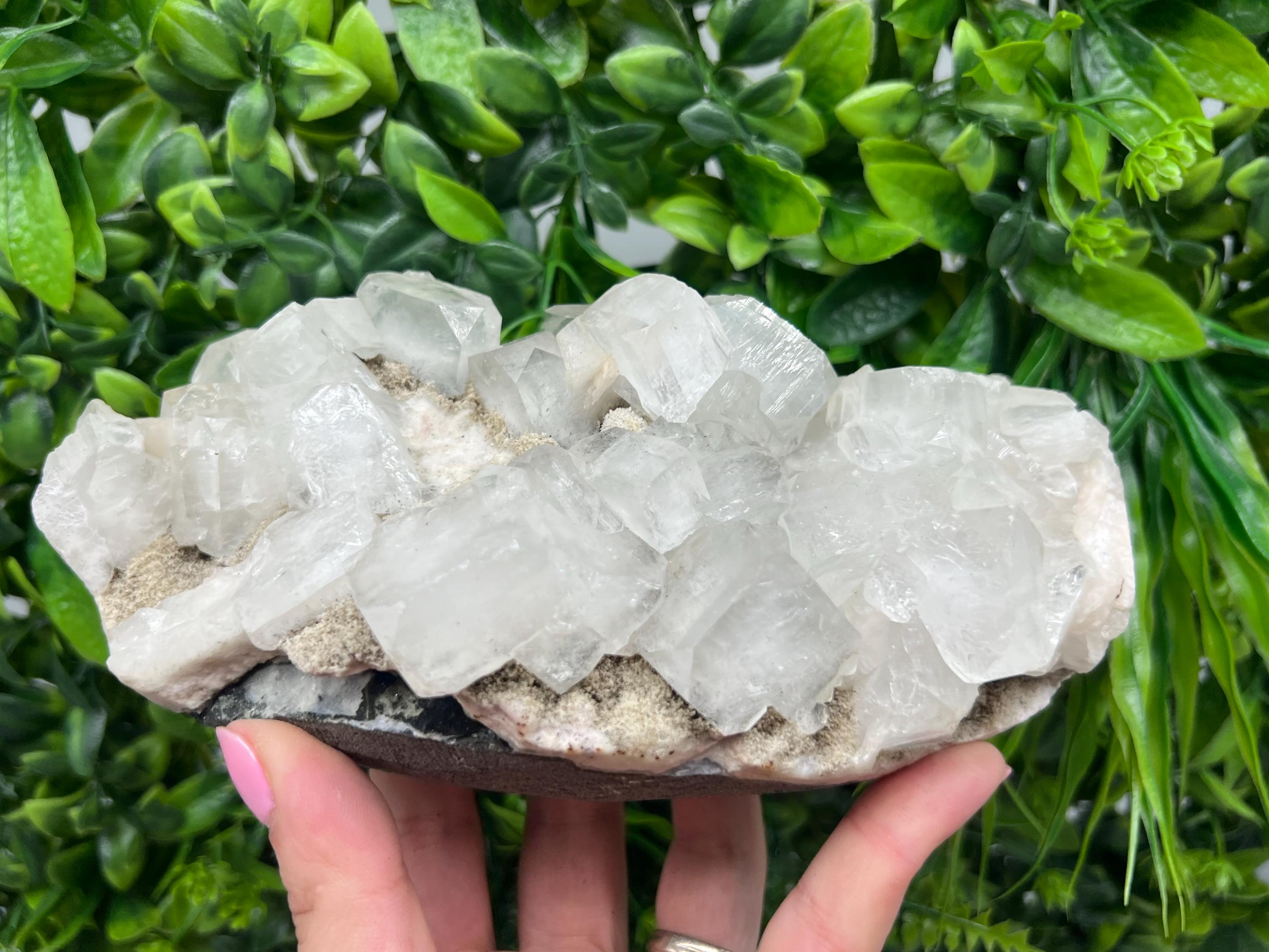 Apophyllite on Chalcedony Specimen: Transparent Crystal, India Minerals