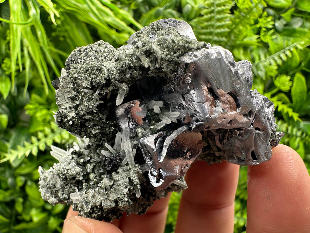 Galena on Sphalerite and Quartz: Borieva Mine Crystal Decor