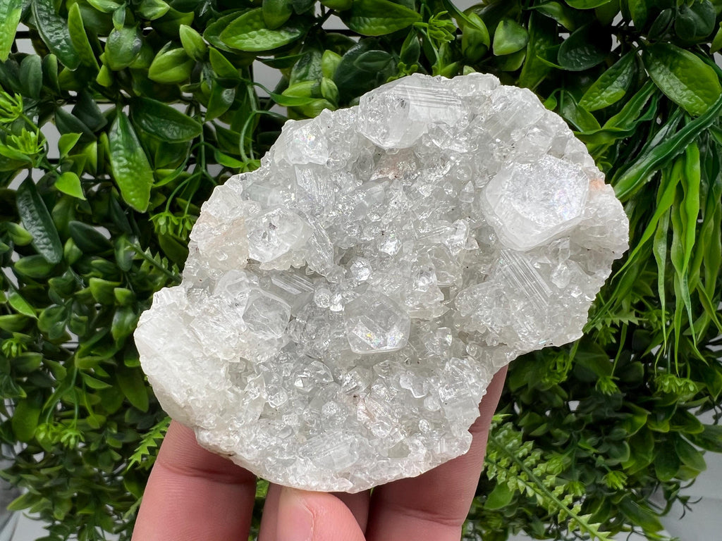 Transparent Apophyllite on Chalcedony, Natural Crystal Mineral Specimen, India
