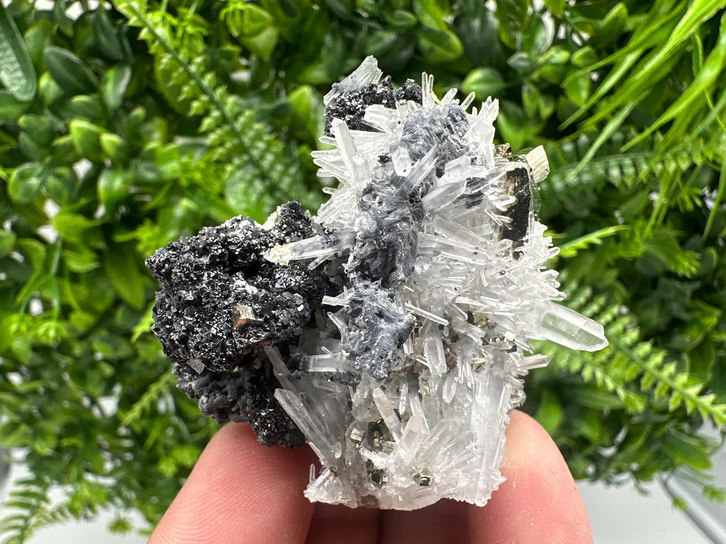 Pyrite on Quartz, Calcite Mineral Specimen, Bulgaria