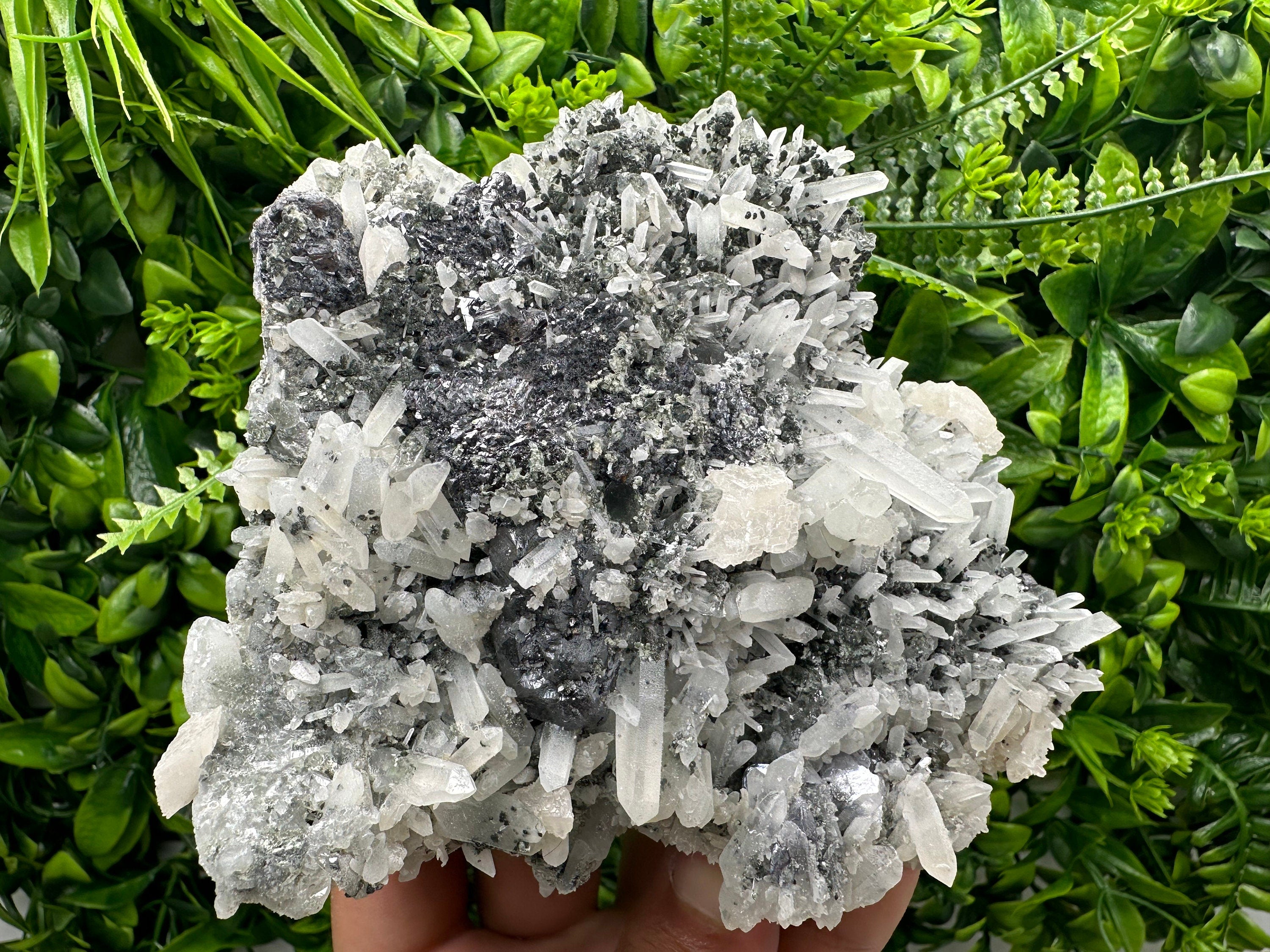 Sphalerite Calcite on Quartz, Borieva Mine Mineral Specimen