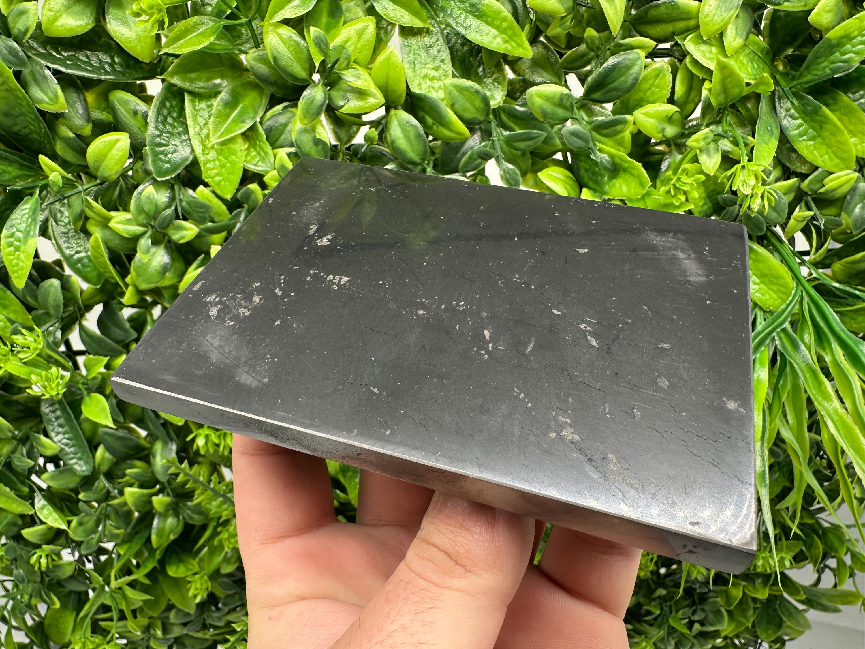 Polished Shungite Tile, Karelia Russia, Healing Stone (9/12cm)